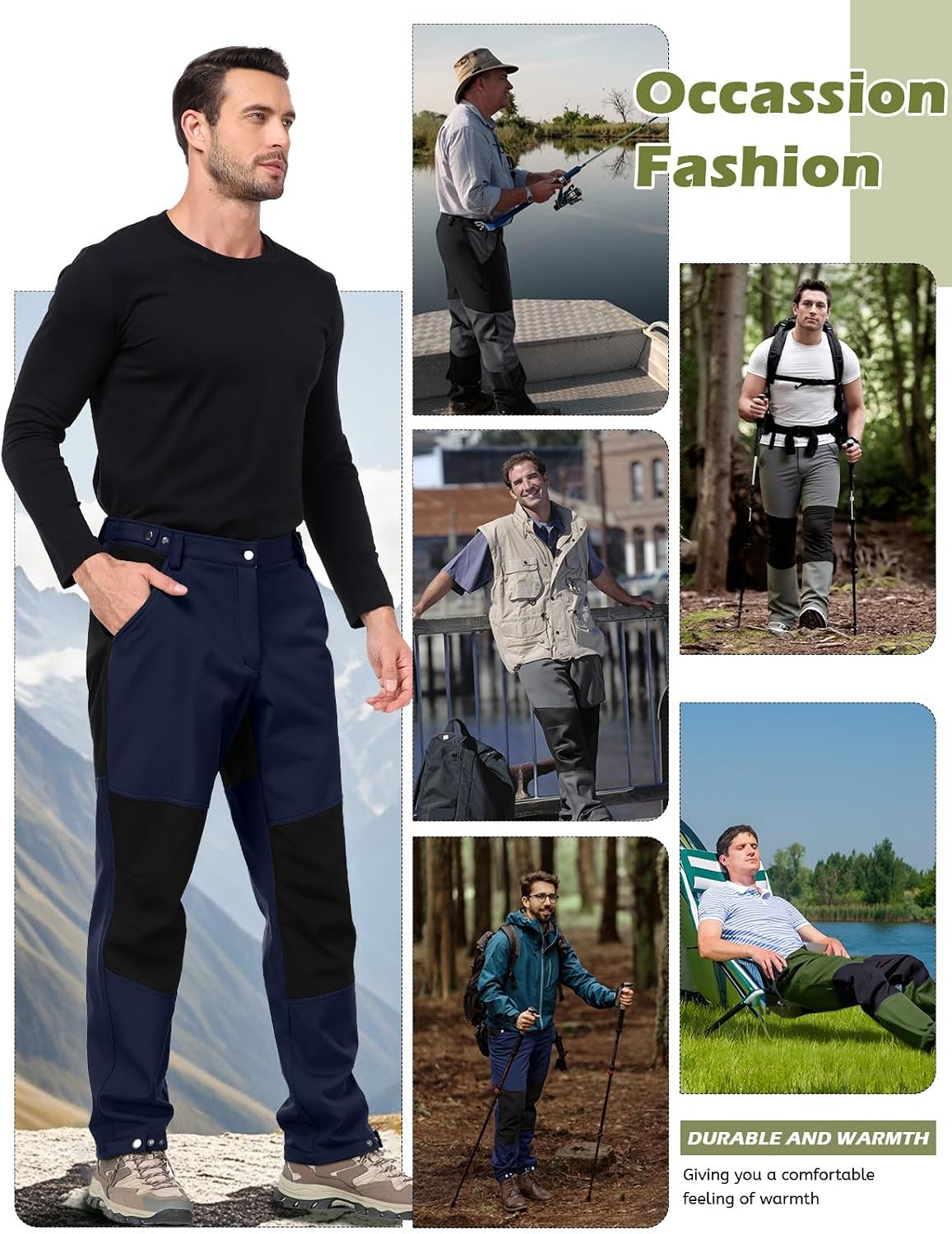 Thumbnail 6 de Xnova Men's Winter Fleece Lined Hiking Trousers: Water-Repellent Cargo Utility