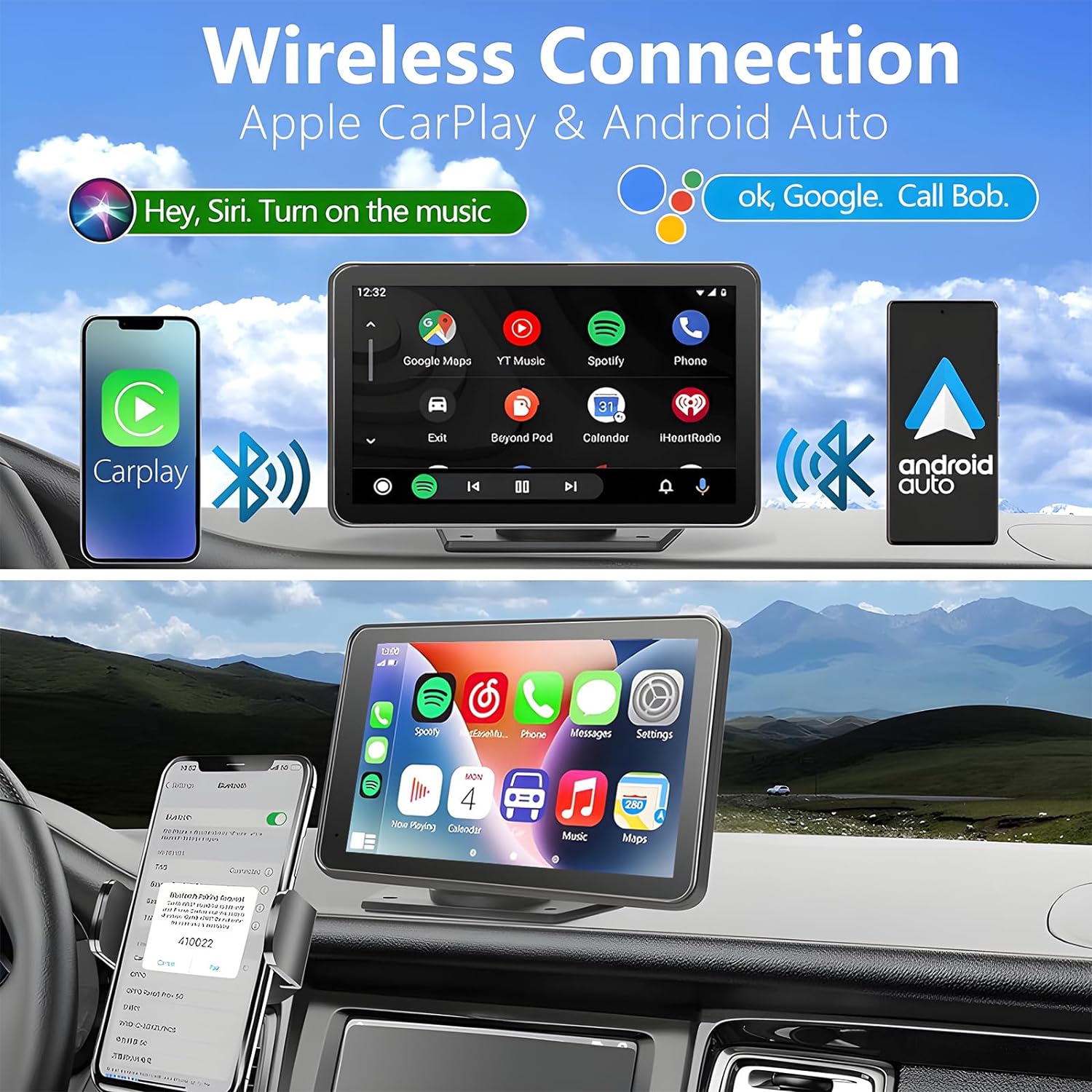 Thumbnail 1 de Portable 7-Inch Wireless CarPlay Screen with Bluetooth, GPS, and Backup Camera