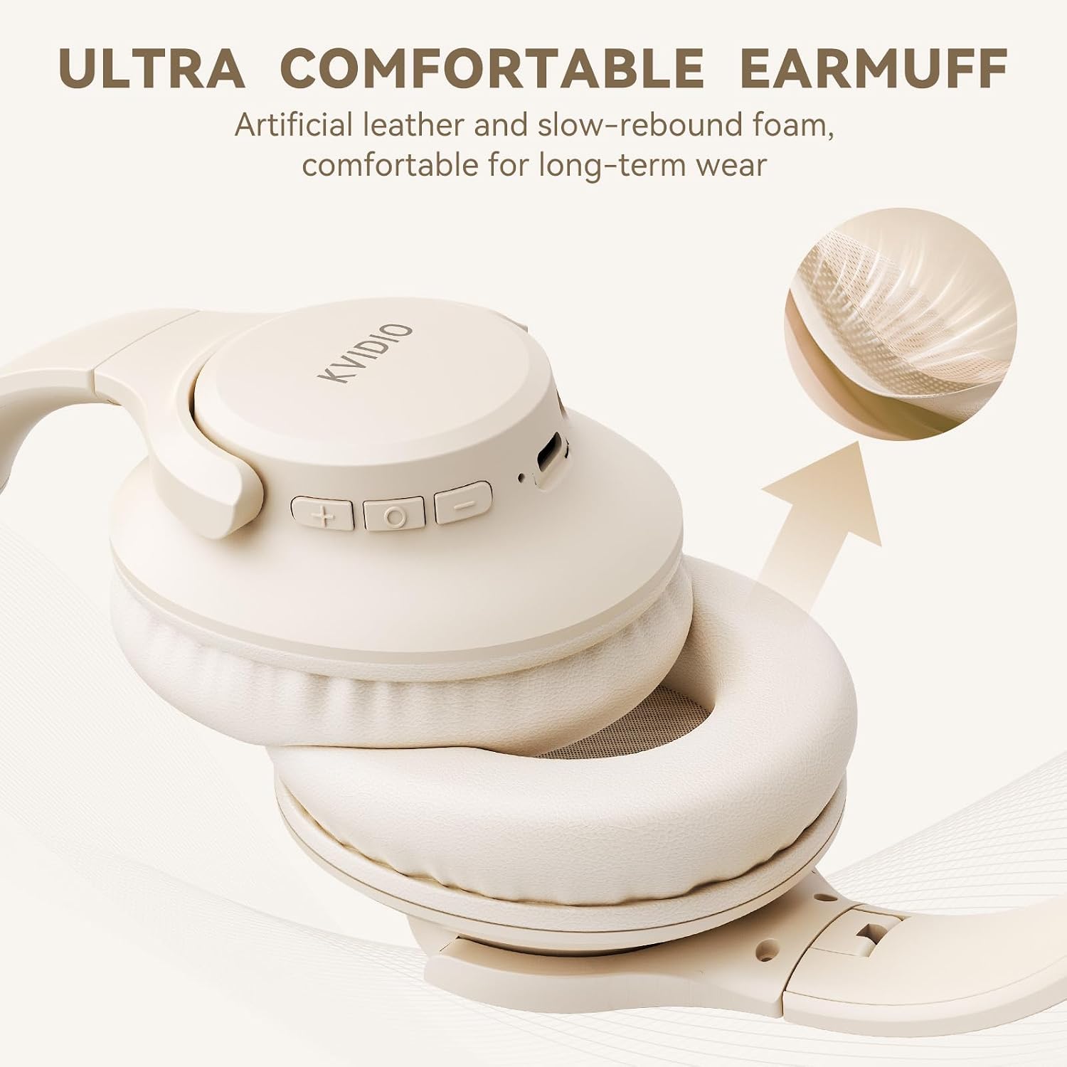 Thumbnail 6 de KVIDIO Bluetooth Over-Ear Headphones with Mic: 65-Hour Playtime, Foldable Comfort, Deep Bass