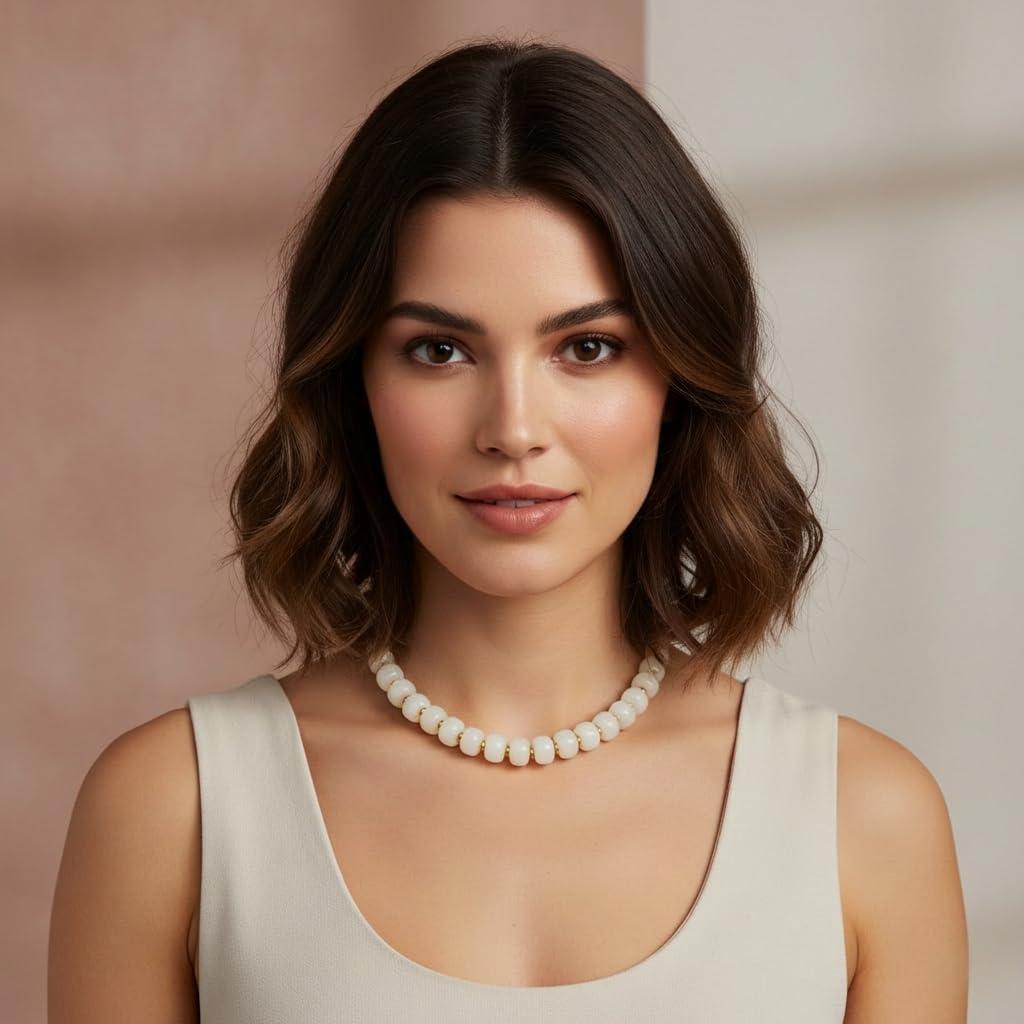 Detalle 2 de LILIE&WHITE Resin Chunky Beaded Necklace for Women – Boho Minimalist Statement Jewelry