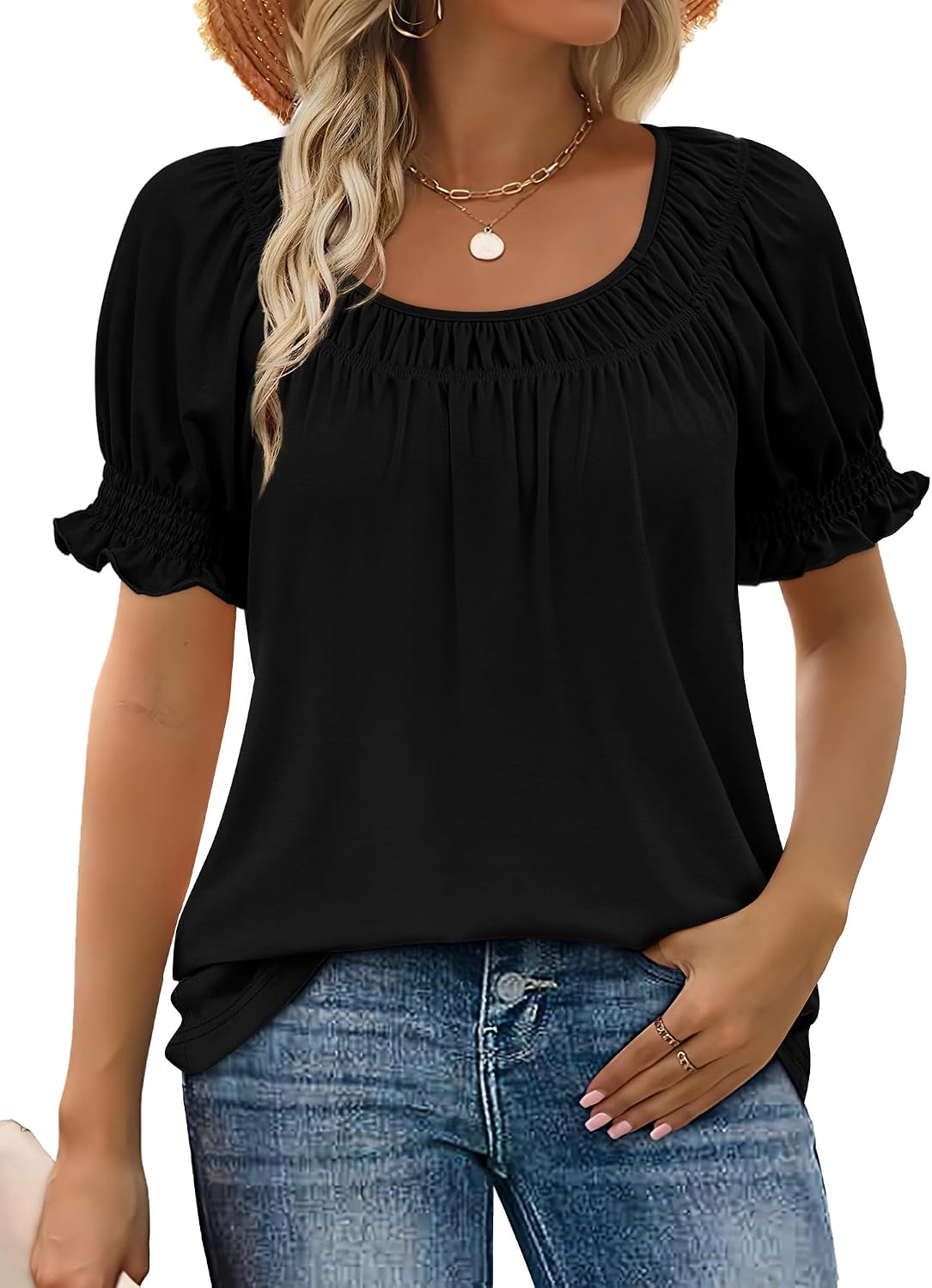 Thumbnail 6 de WIHOLL Women's Square Neck Summer Top Blouse — Dressy Casual, 2026 Trend