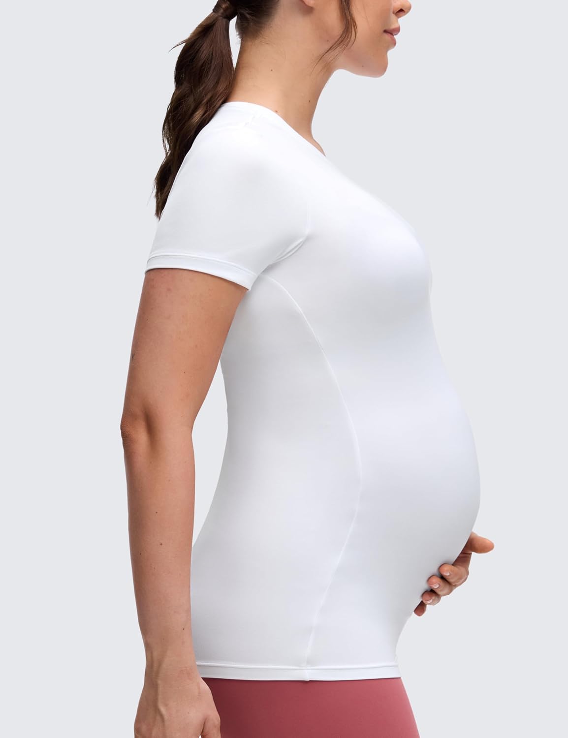 Thumbnail 3 de CRZ YOGA Womens Softembrace Maternity Soft T-Shirts – Comfortable, Slim‑Fit Pregnancy Tops