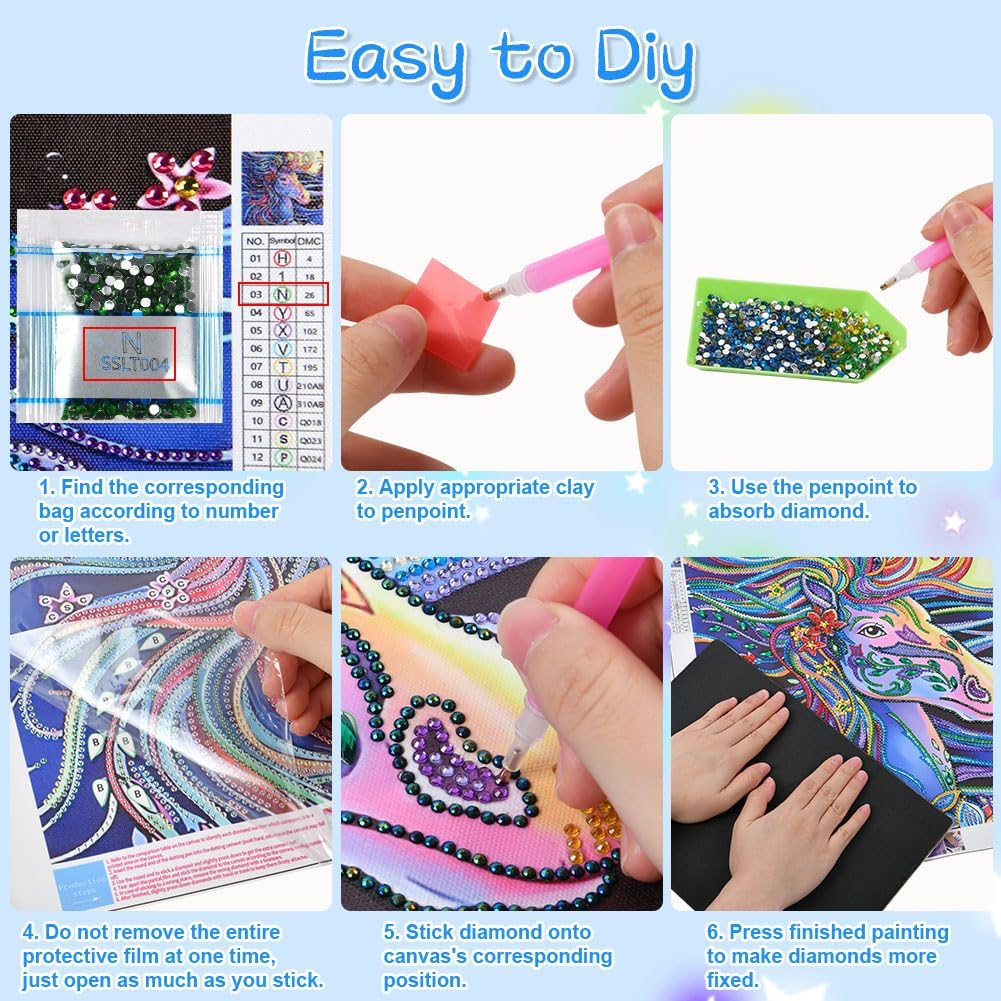 Thumbnail 2 de Kit Diamond Painting AUAUY 5D fai da te con unicorno 40 x 40 cm