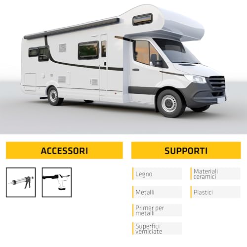 Detalle de Sikaflex 521 UV Bianco 300 ml: sigillante multiuso per auto e camper