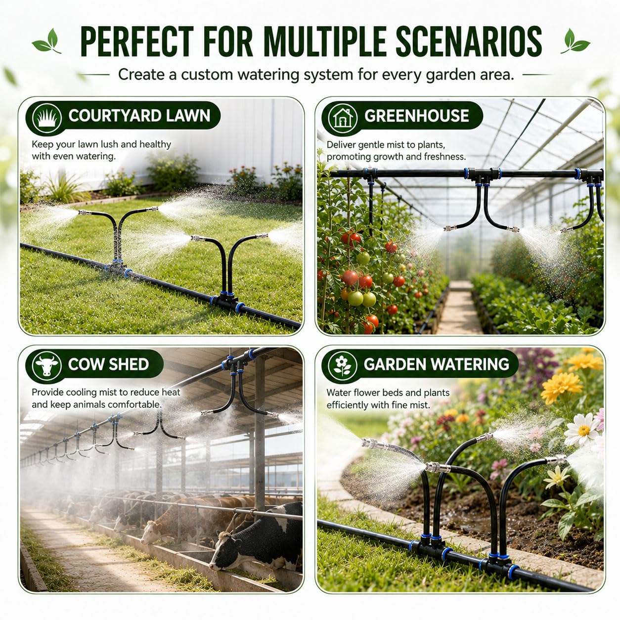 Detalle 2 de Wirv kt 50FT High-Flow Garden Irrigation System, 12mm Tubing, 30 Adjustable Nozzles