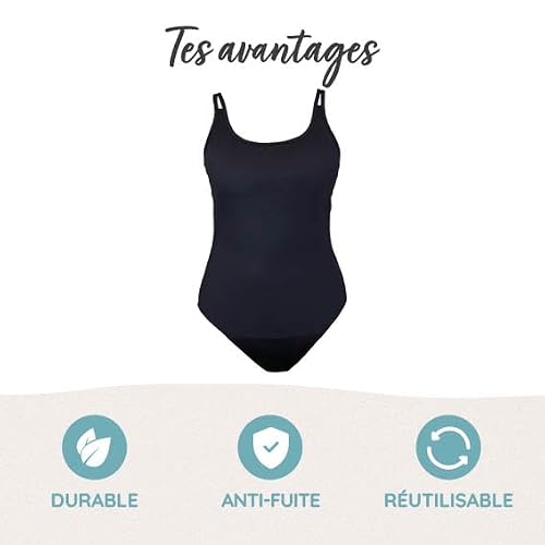 Detalle de MYLILY Maillot de Bain Menstruel 1 Pièce – Noir, S (182) | Anti-Fuite 4 Couches