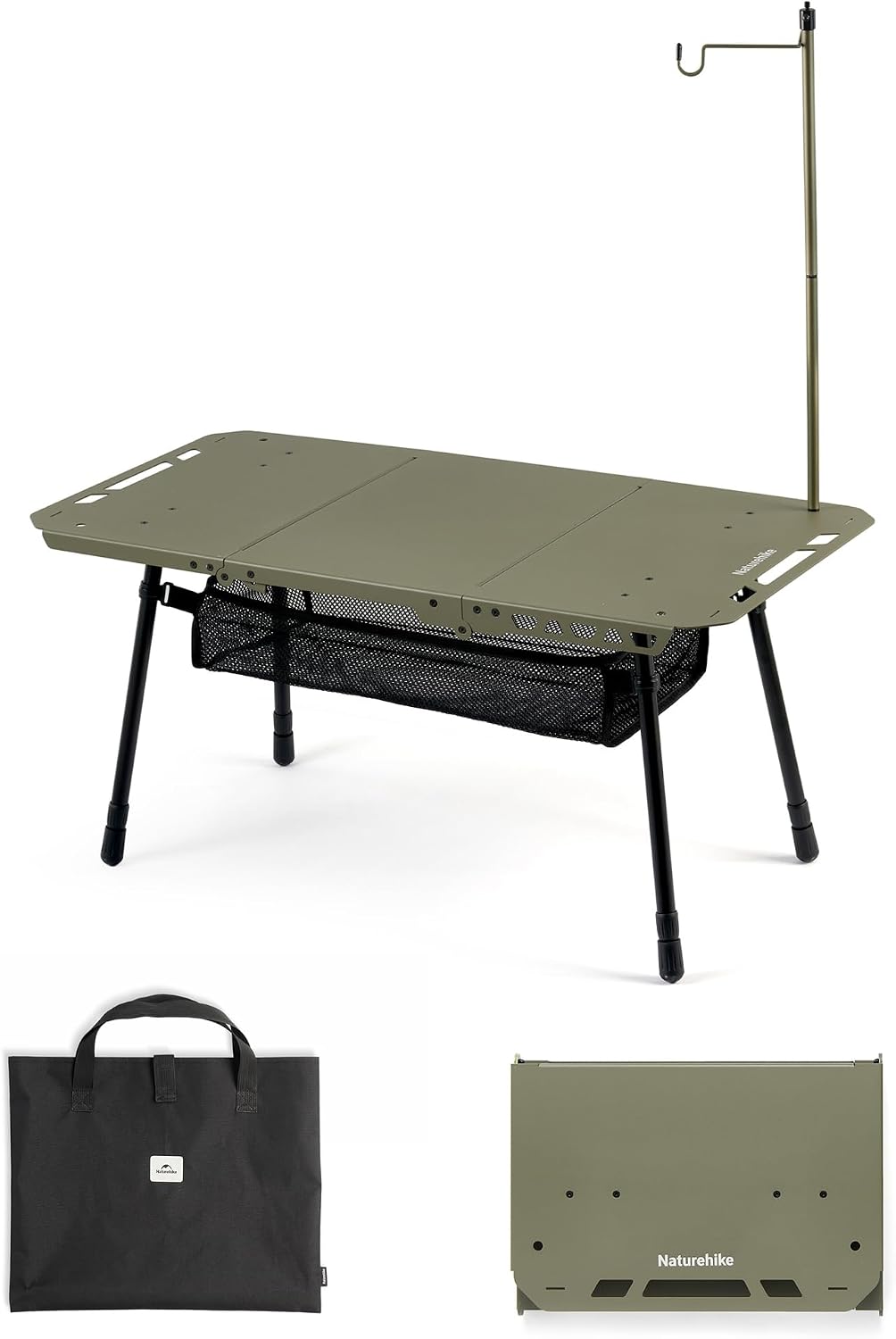 Detalle de Naturehike 6977465868626 campingtafel, metalen klaptafel in groen