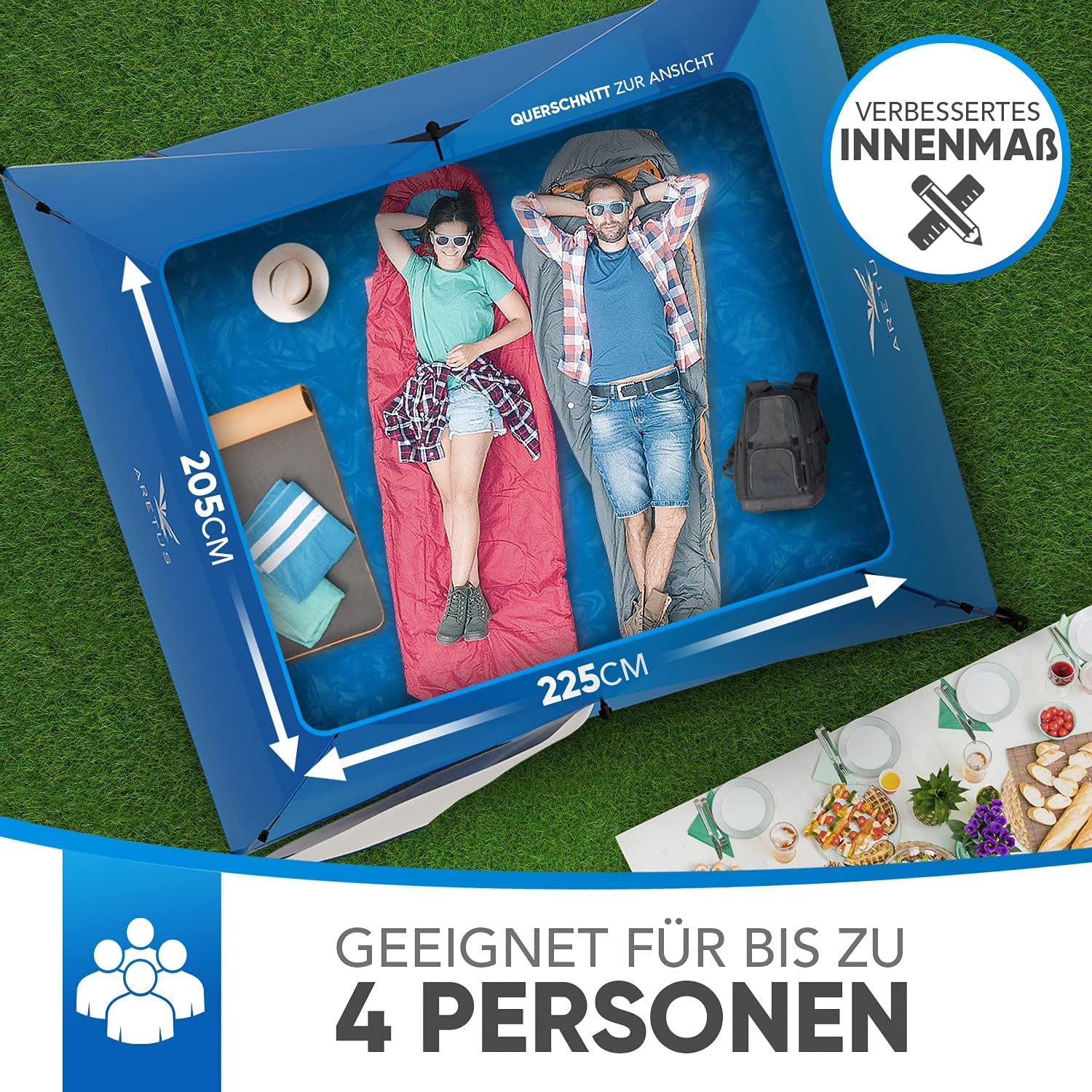 Thumbnail 6 de Aretus Wurfzelt 2–4 Personen: extra wasserdicht, stabil und blitzschneller Aufbau