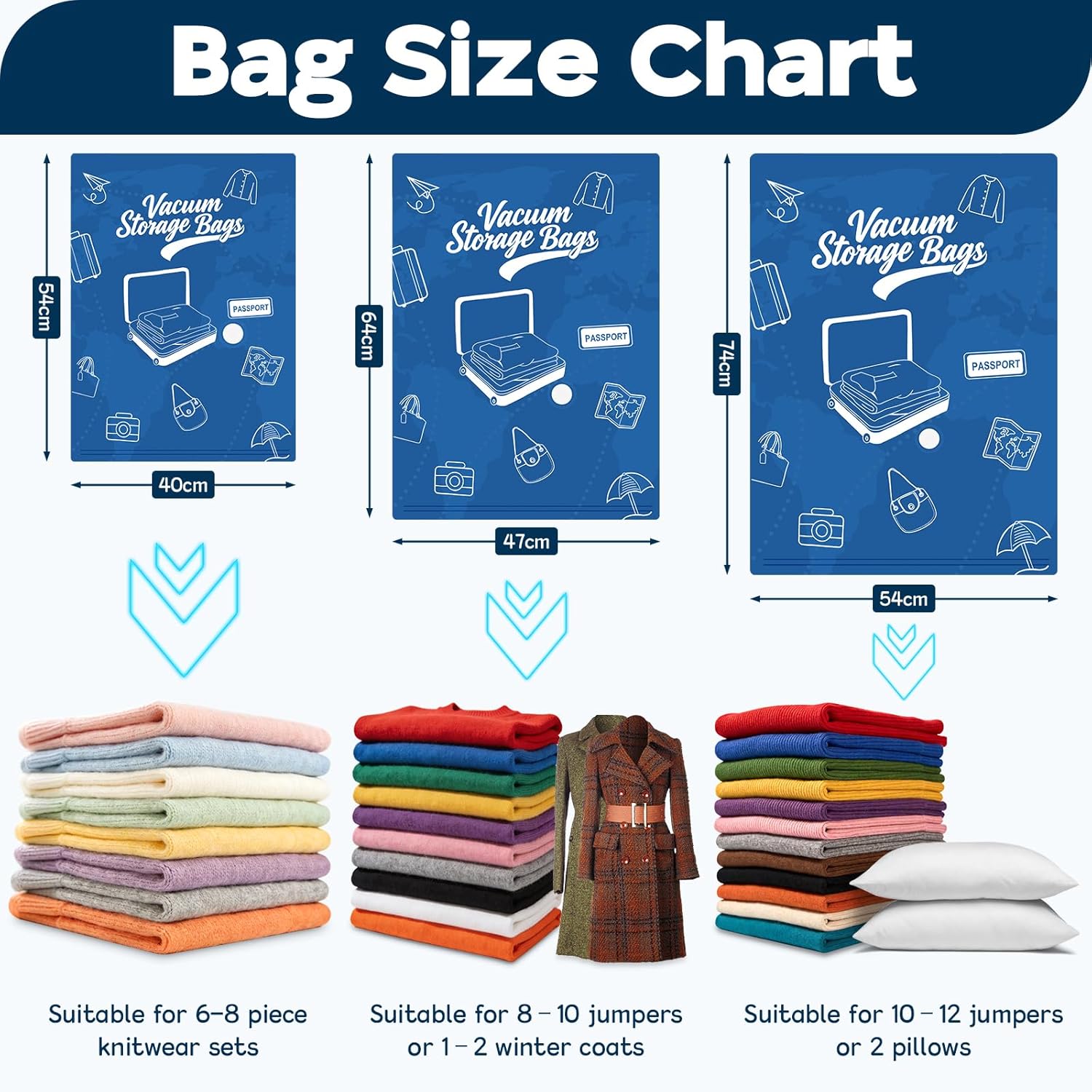 Thumbnail 1 de 20 Pcs Vacuum Storage Bags for Clothes with Cordless Vacuum Pump Set (4 Large, 8 Medium, 8 Small)