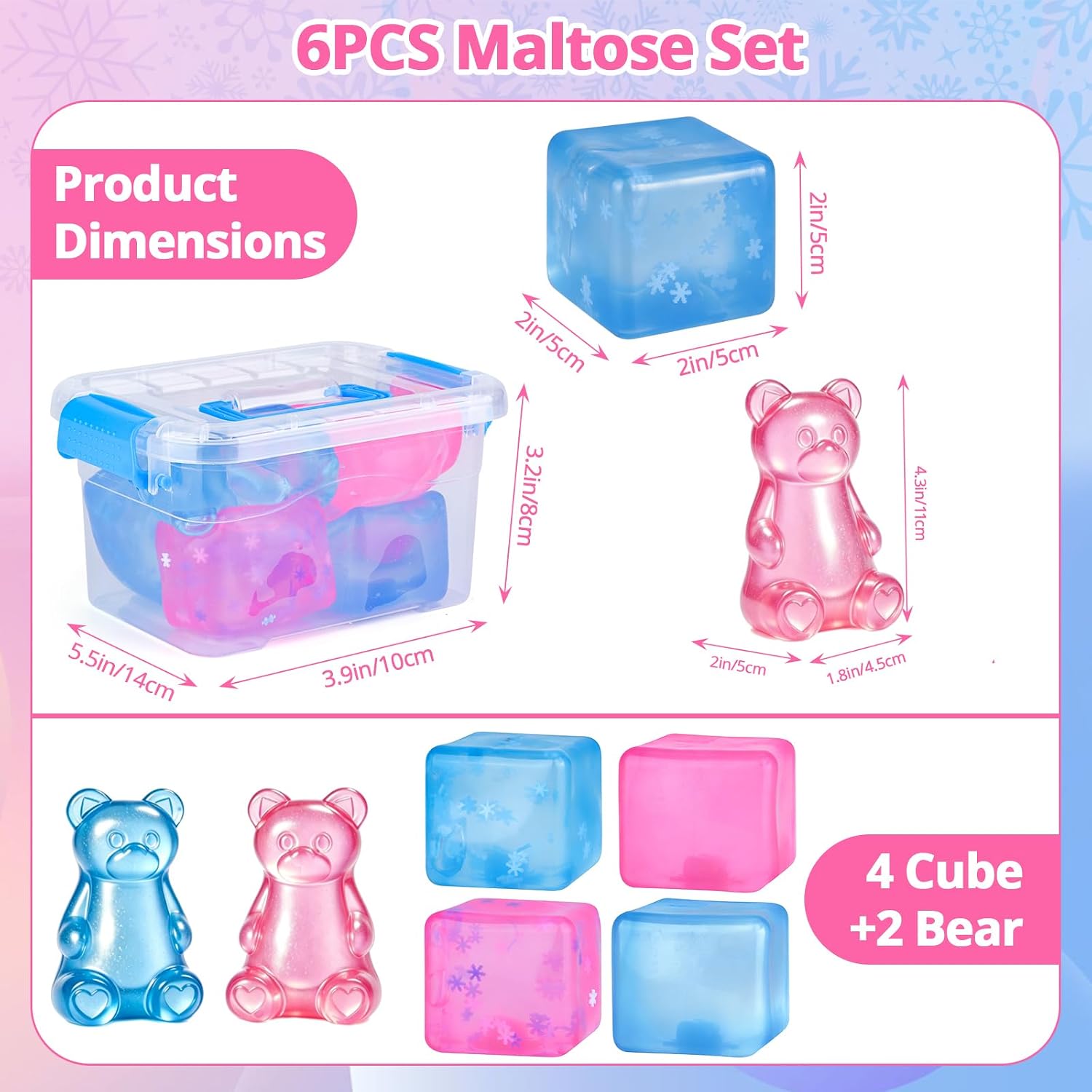 Detalle de Tedmax SC-001 Malt-Sugar Fidget Toys, 6-Piece TPR Bear and Ice Cube Set