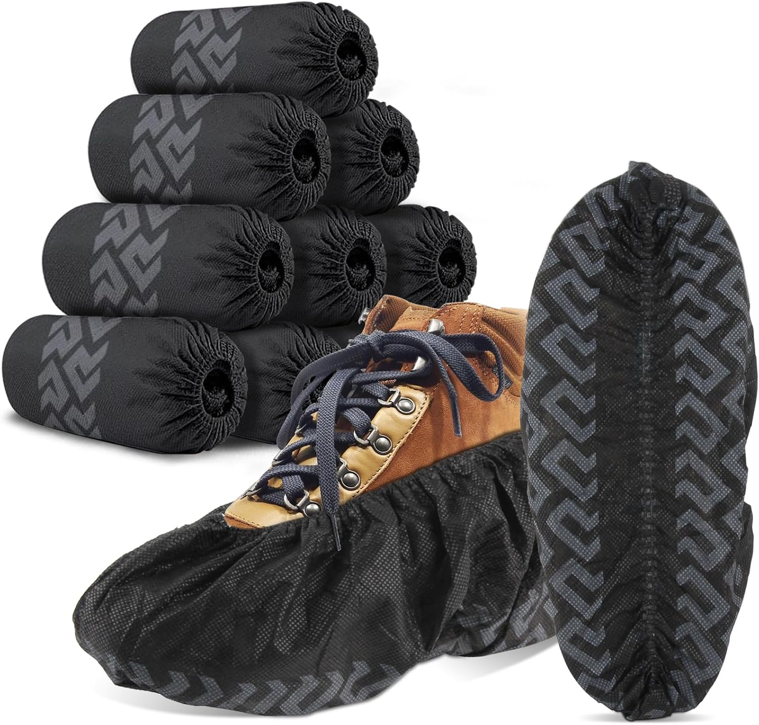 Detalle de WUJUN Disposable Shoe Covers, Black, 100 Pack (50 Pairs) – Durable, Waterproof, One Size