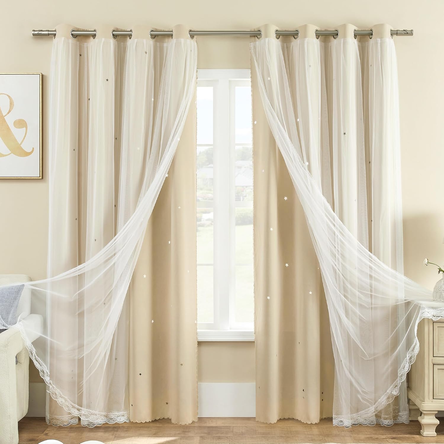 Thumbnail 6 de XiDi Curtains for Bedroom Decor Beige52/84/1