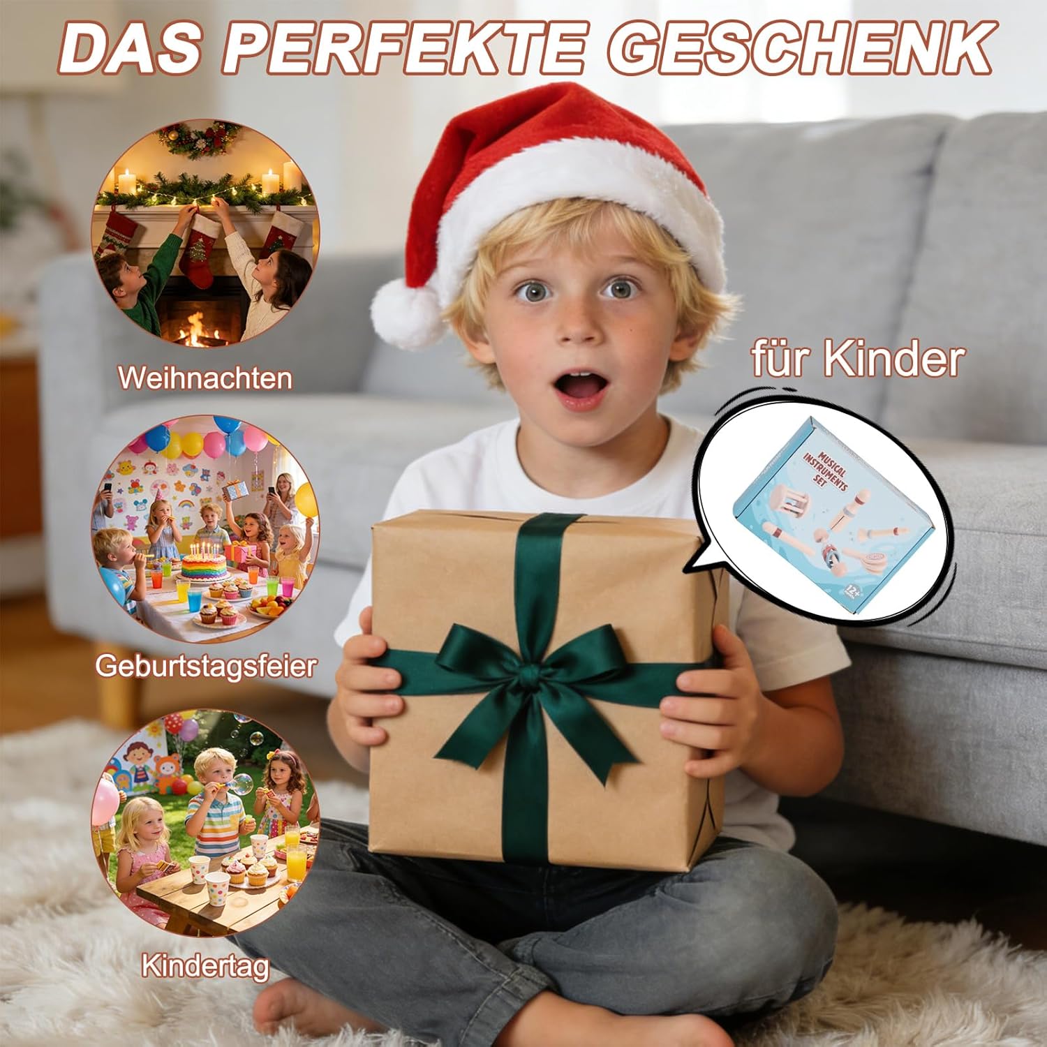 Thumbnail 6 de Lixstyea 6er Set Montessori Holz Baby-Rasseln – Musik-Sonajeros aus Holz für Babys & Kleinkinder (Farbe 2)