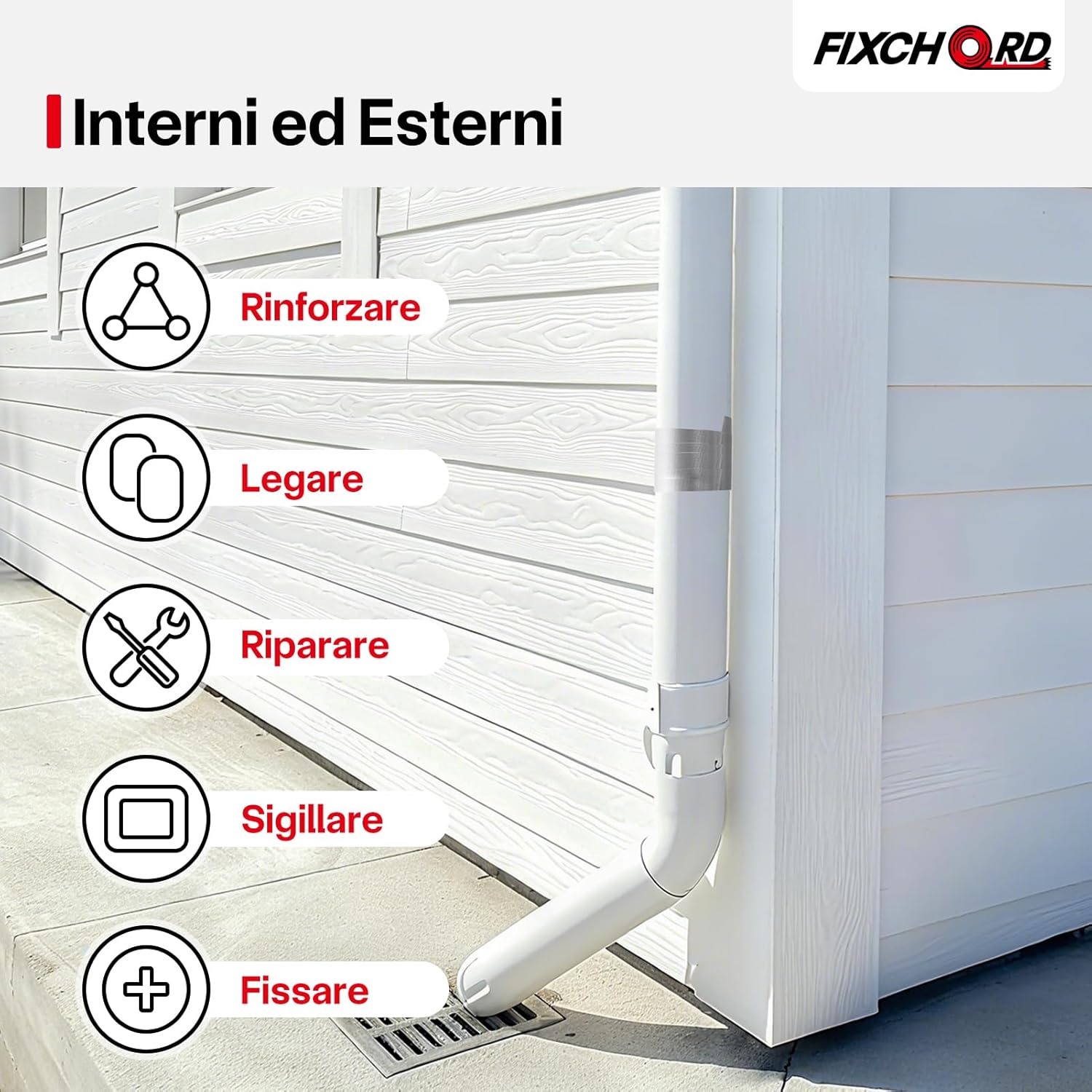 Thumbnail 5 de FIXCHORD nastro adesivo in tessuto 25 mm × 50 m (impermeabile, argento) per riparare e sigillare