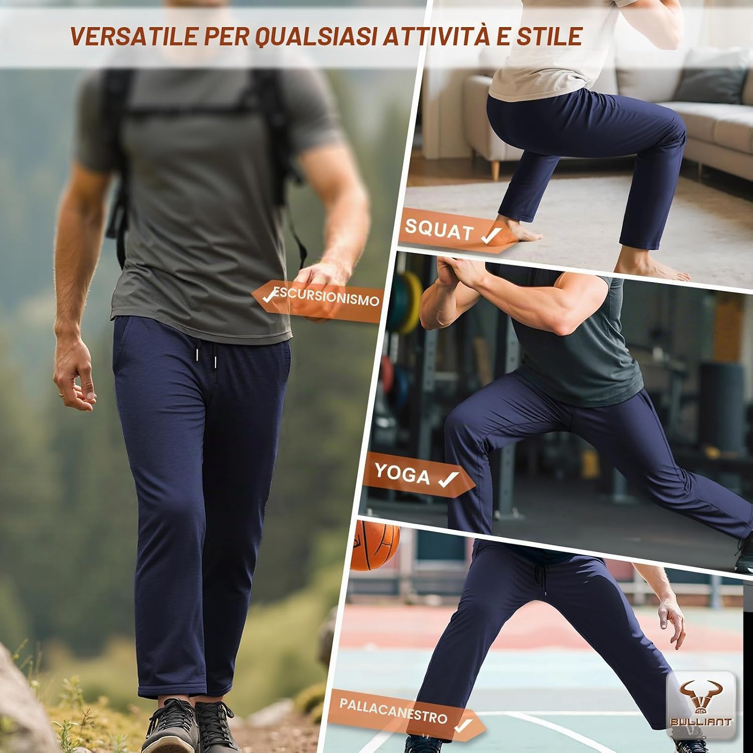 Detalle de BULLIANT Pantaloni Jogging Uomo: comfort elastico, resistenza al pilling e stile versatile