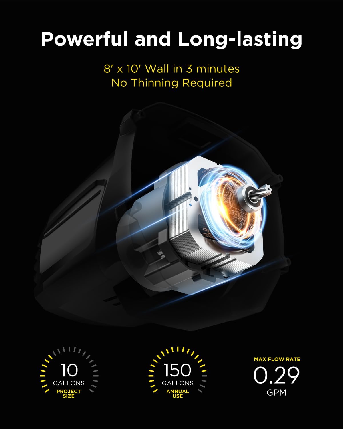 Detalle de InoKraft MaXpray M1 Airless Paint Sprayer: Fast, thinning-free spraying for walls, ceilings, and more
