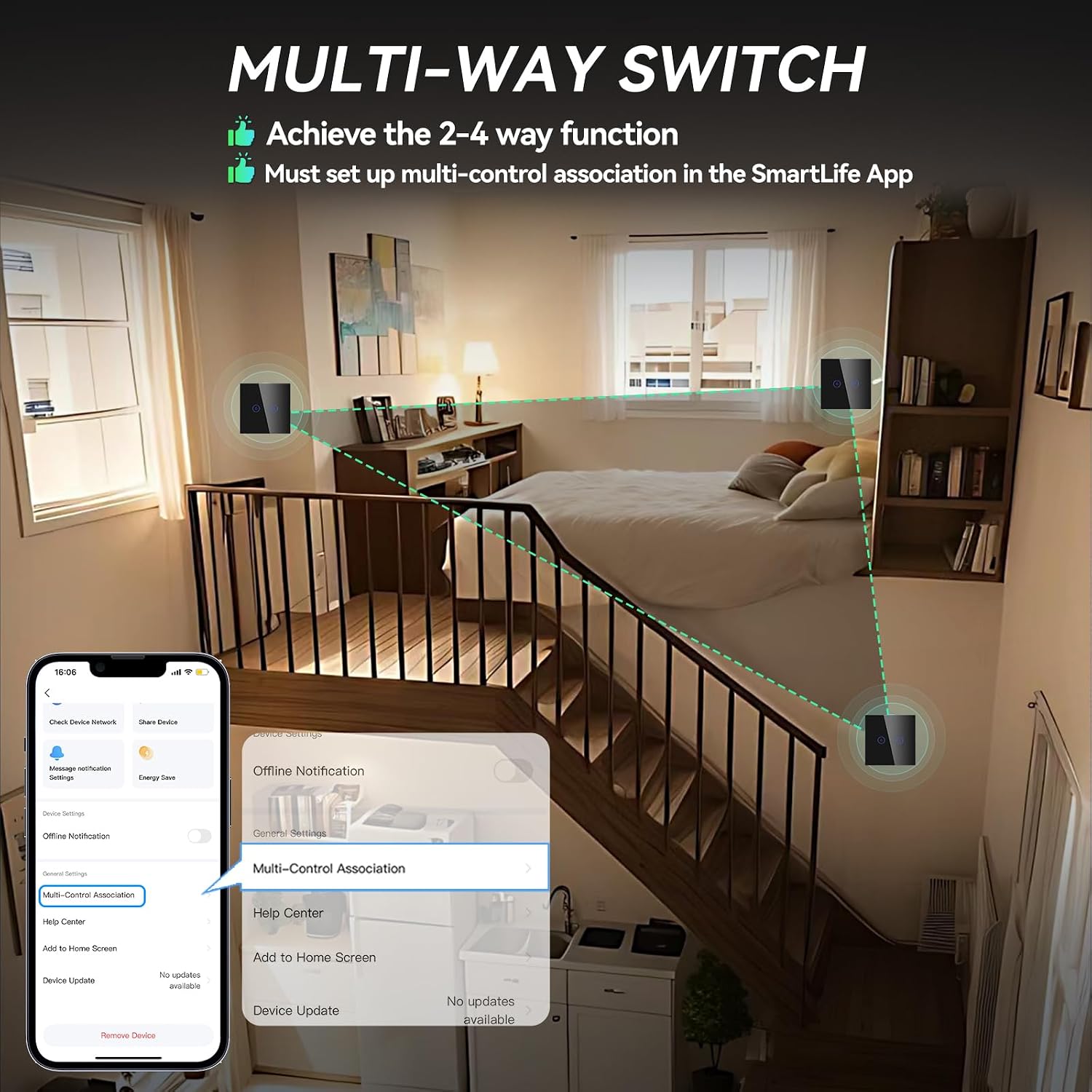 Detalle de BSEED Smart Lichtschalter 2 Fach WLAN