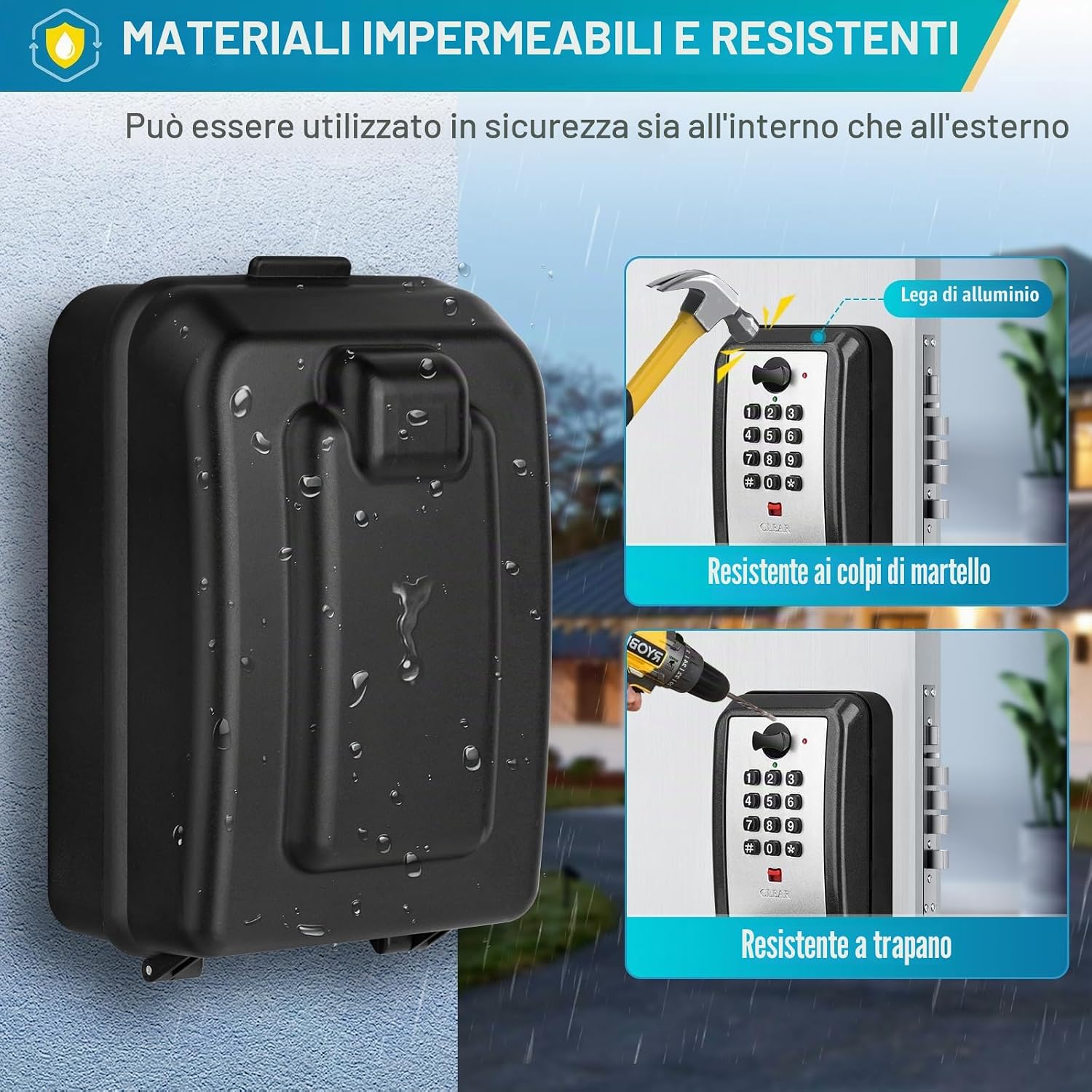 Detalle de BTNEEU Cassetta Chiavi con Codice a 12 cifre – Cassaforte da parete resistente alle intemperie per chiavi, accessi e piccoli oggetti