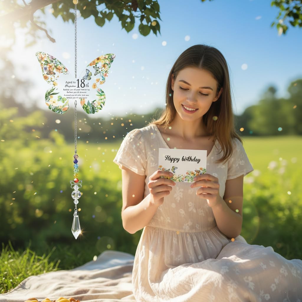 Thumbnail 5 de Birthday Gifts for Women: Crystal Butterfly Suncatcher with Thank You Card