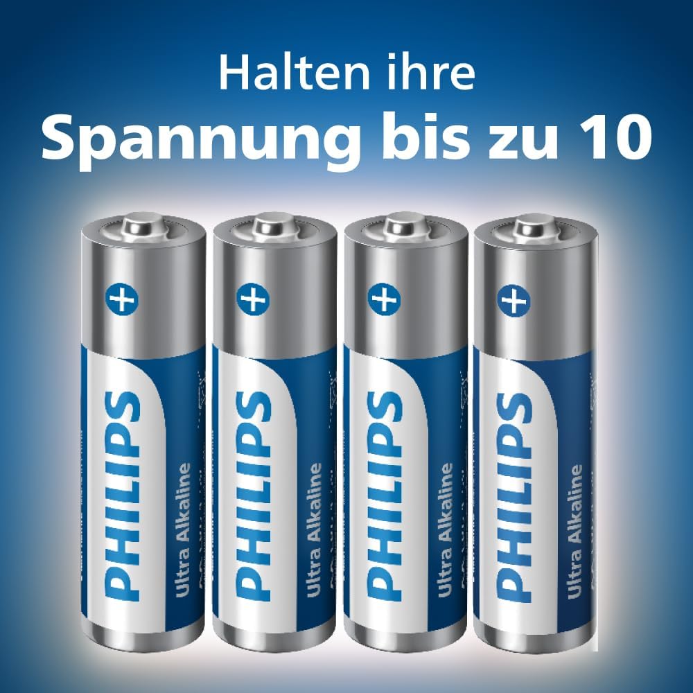 Detalle de Philips Ultra Alkali AA-/AAA-Kombipackung (40 Stück) – Vielseitige Power für Fernbedienungen, Spielzeug & mehr