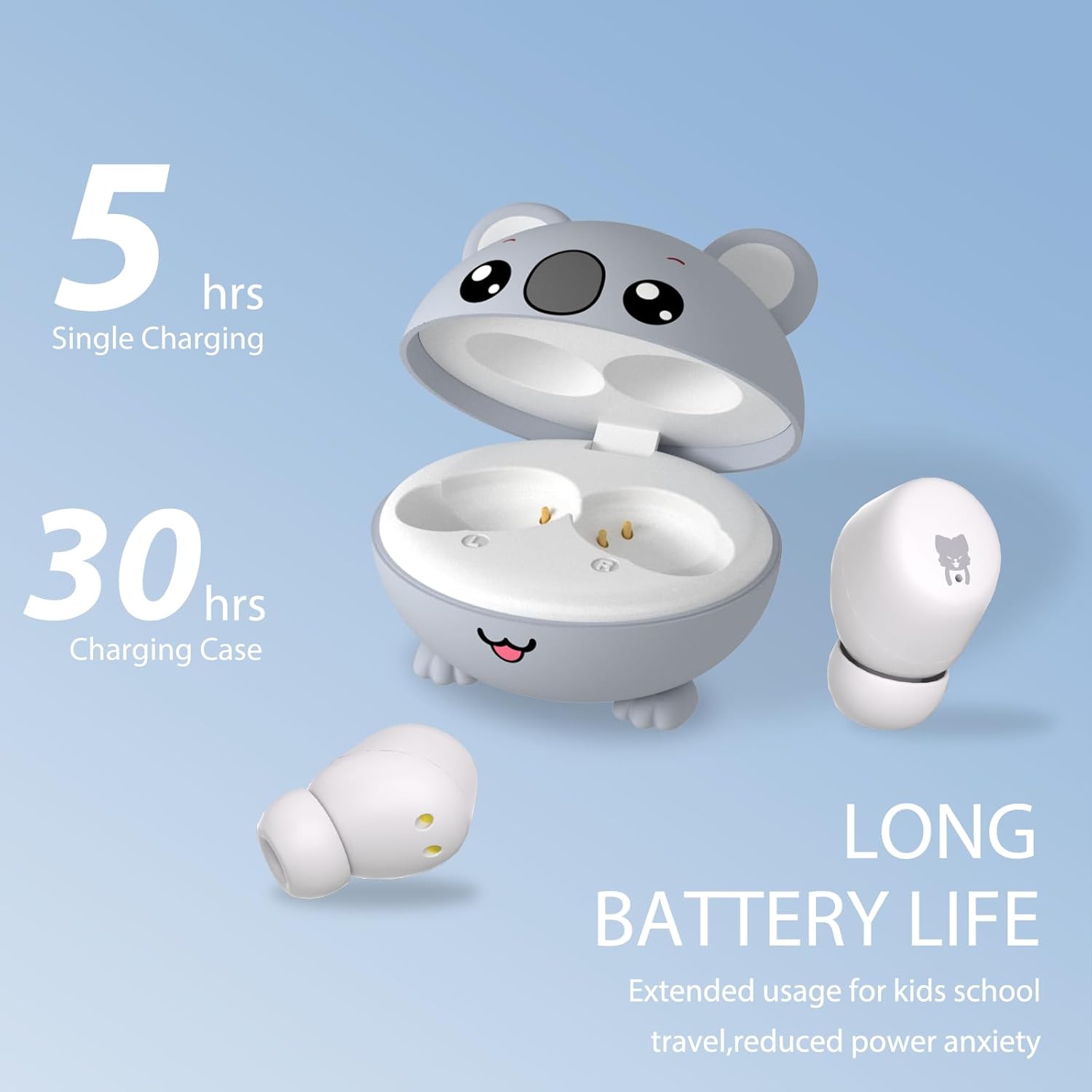 Detalle de COOTIMOCK Kids Earbuds with 85dB volume limit, Bluetooth 5.3, mic & up to 30H playtime