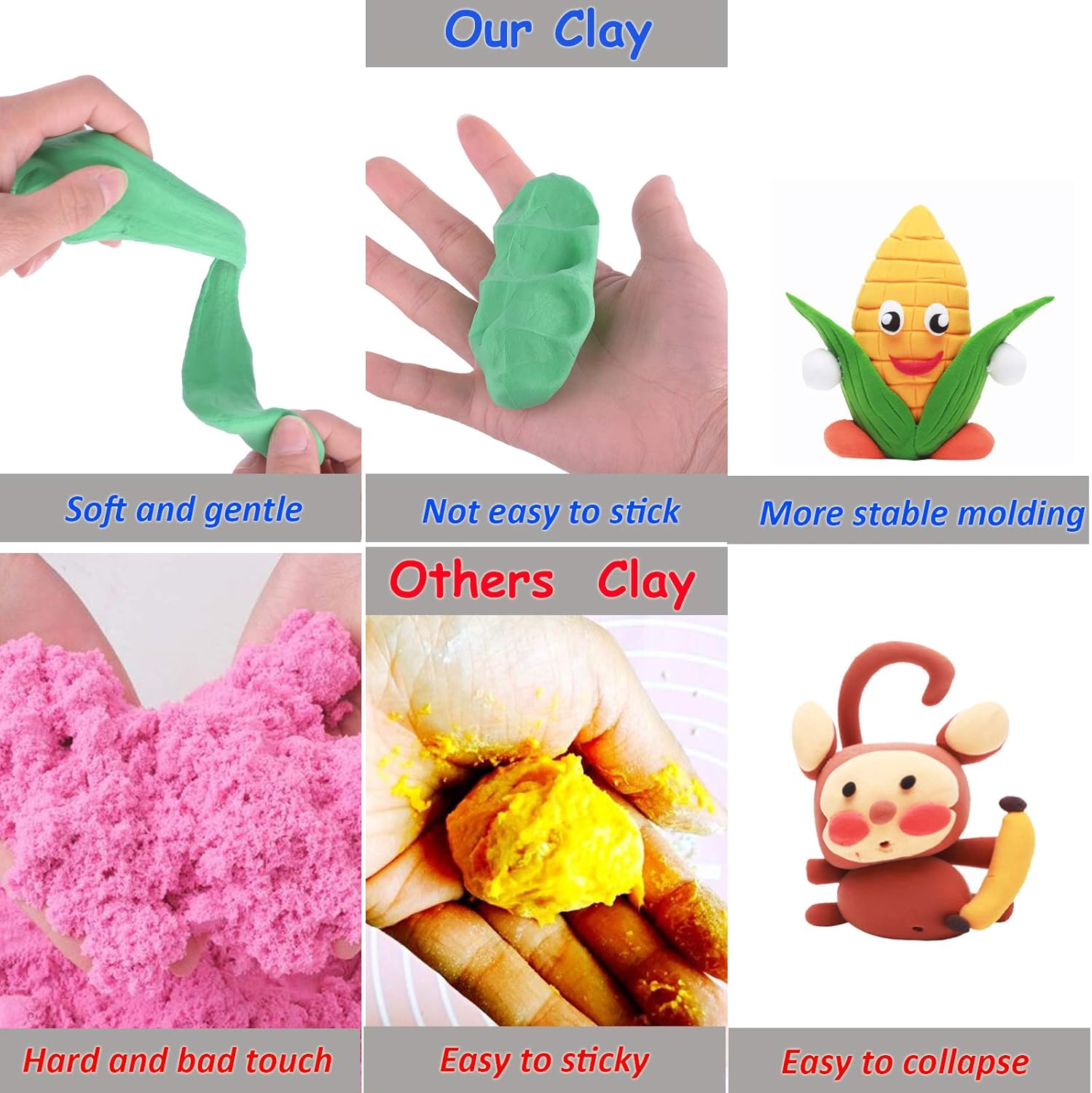 Detalle 2 de Ecurfu Air Dry Clay 24 Colors – Creative DIY Modeling Kit for Kids and Adults