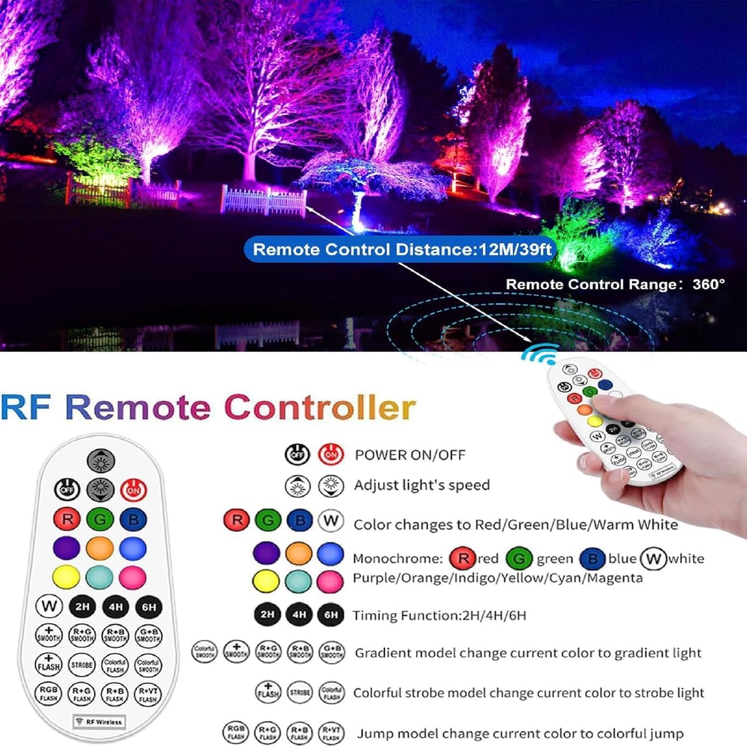 Detalle 2 de MEIHUA RFLB035 reflektor LED RGB 35 W, IP66, pilot i timer