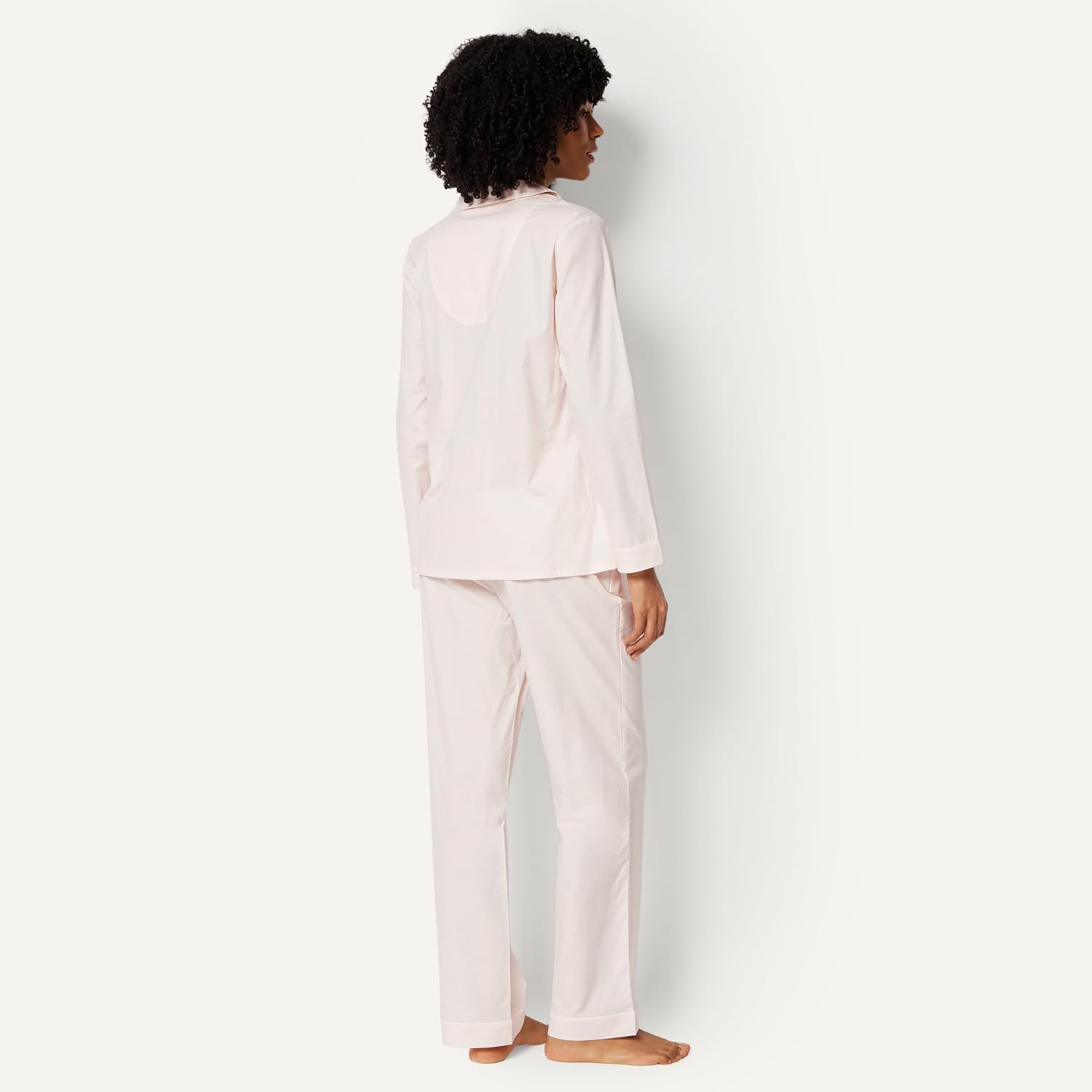 Detalle de Amazon Essentials Women's Cotton Stretch Poplin Pajama Set – Long Sleeve Shirt & Pants