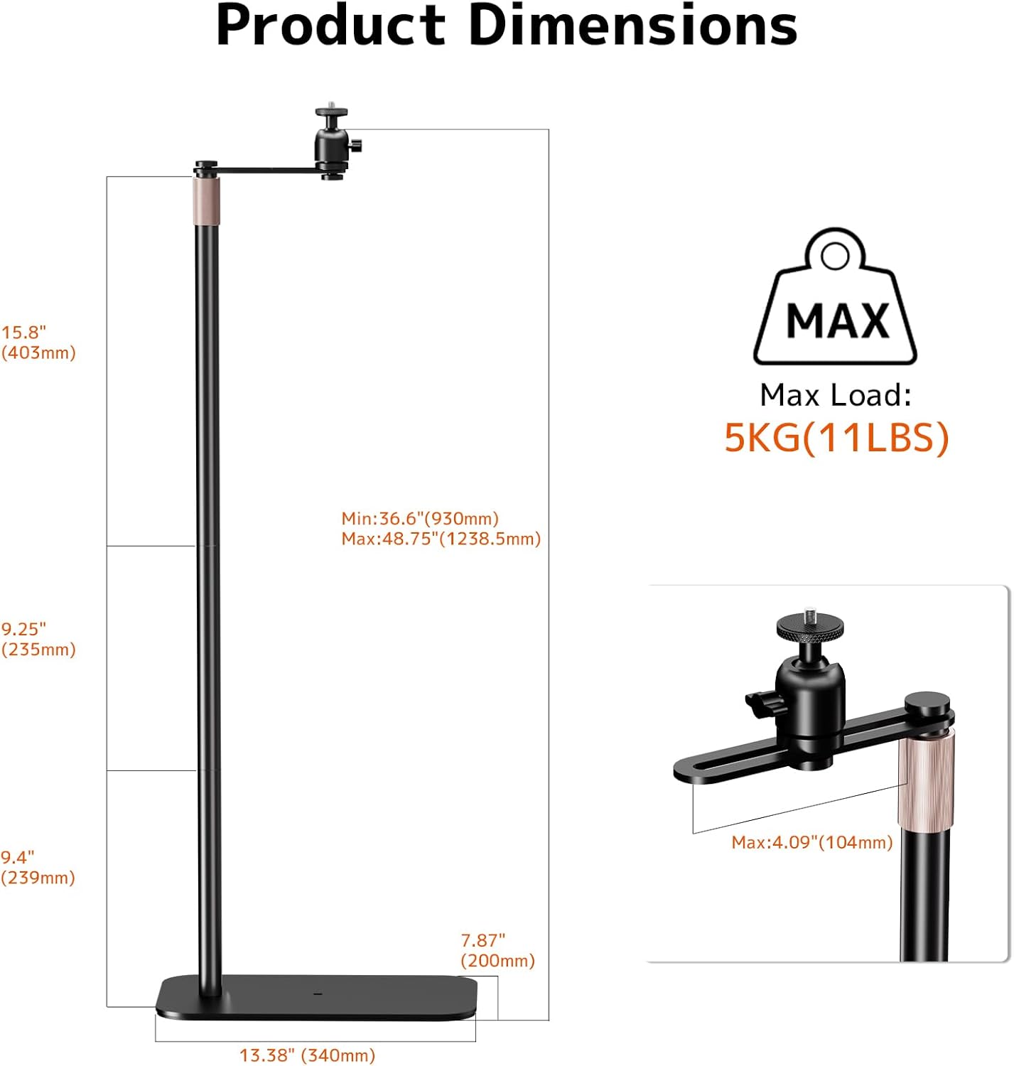 Thumbnail 5 de PUTORSEN Universal Projector Stand (Height Adjustable, 360° Rotatable) with 1/4" Screw Mount