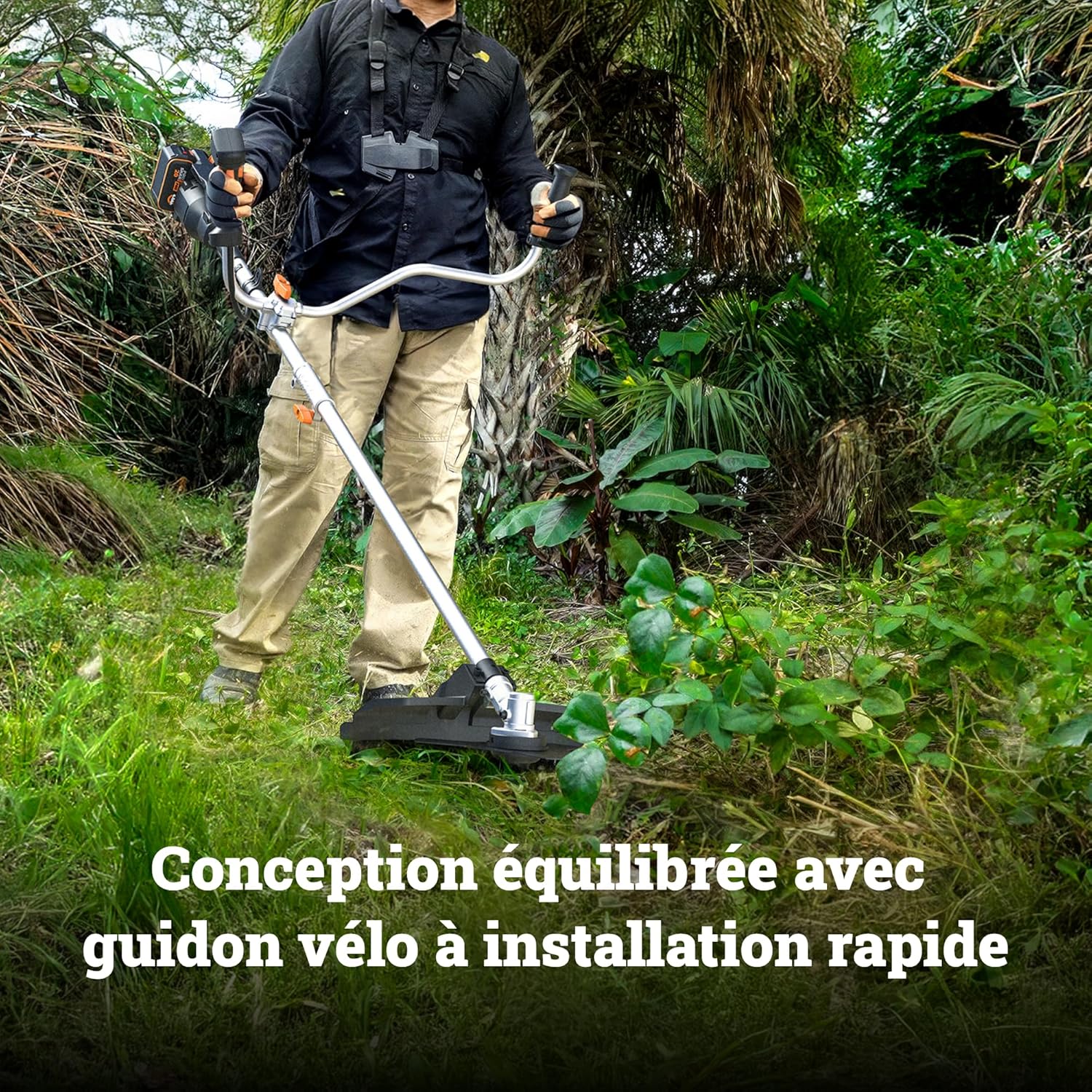 Detalle de WORX Débroussailleuse sans Fil 40V WG084E.9 – Moteur Brushless, lame et fil interchangeables