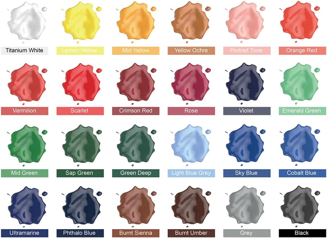 Detalle de Peinture Acrylique 24 Tubes 36ml – Ensemble polyvalent, non toxique et riche en pigments