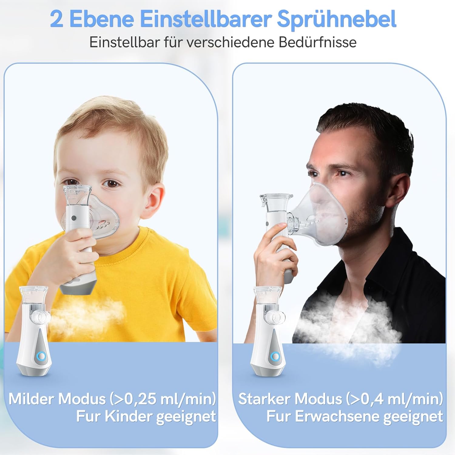 Thumbnail 2 de Inhalationsgerät, JOSSIS Ultra Leise Inhaliergeräte für Erwachsene, Kinder, Partikelgröße 1-5µm, Einstellbarer Sprühnebel, Aufladbarer Inhalator
Inhalationsgerät, JOSSIS Ultra Leise Inhaliergeräte f…