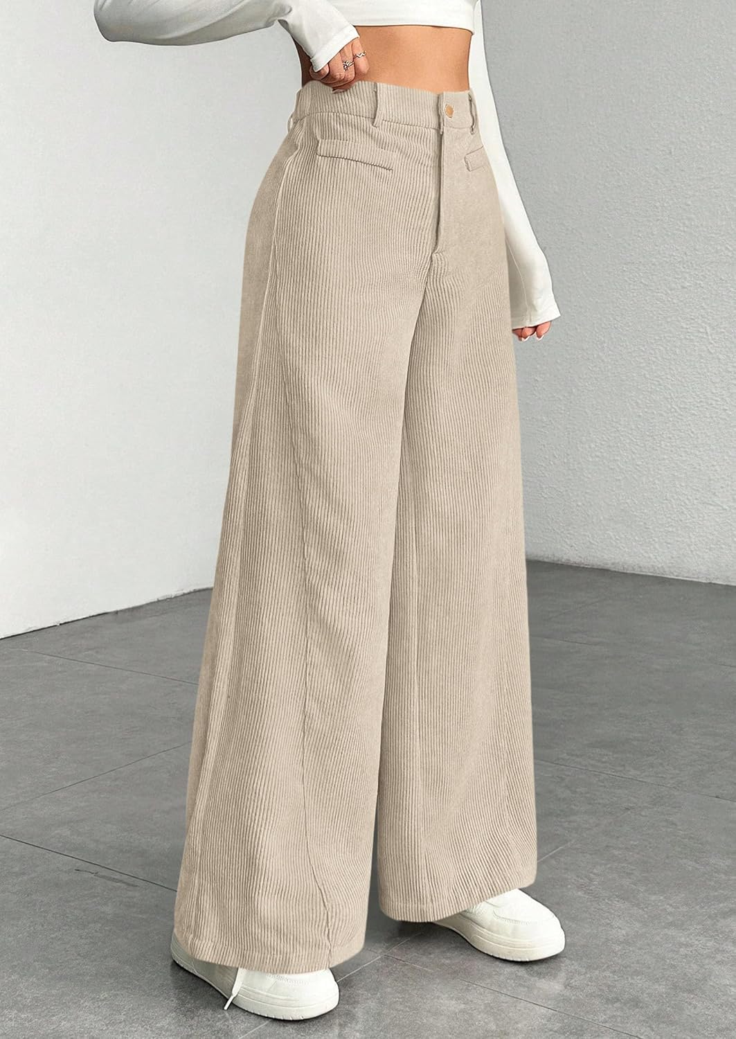 Detalle de PRETTYGARDEN Women's Corduroy Pants, 100% Polyester
