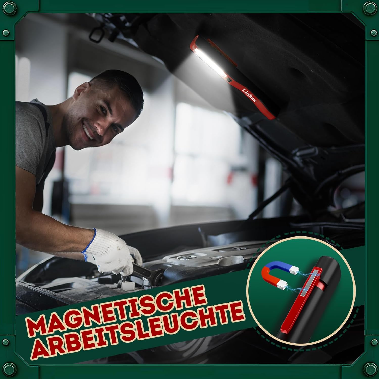 Thumbnail 3 de Linkax LED Arbeitsleuchte Werkstattlampe (2er-Set) mit COB, Magnet-Clip und Akku