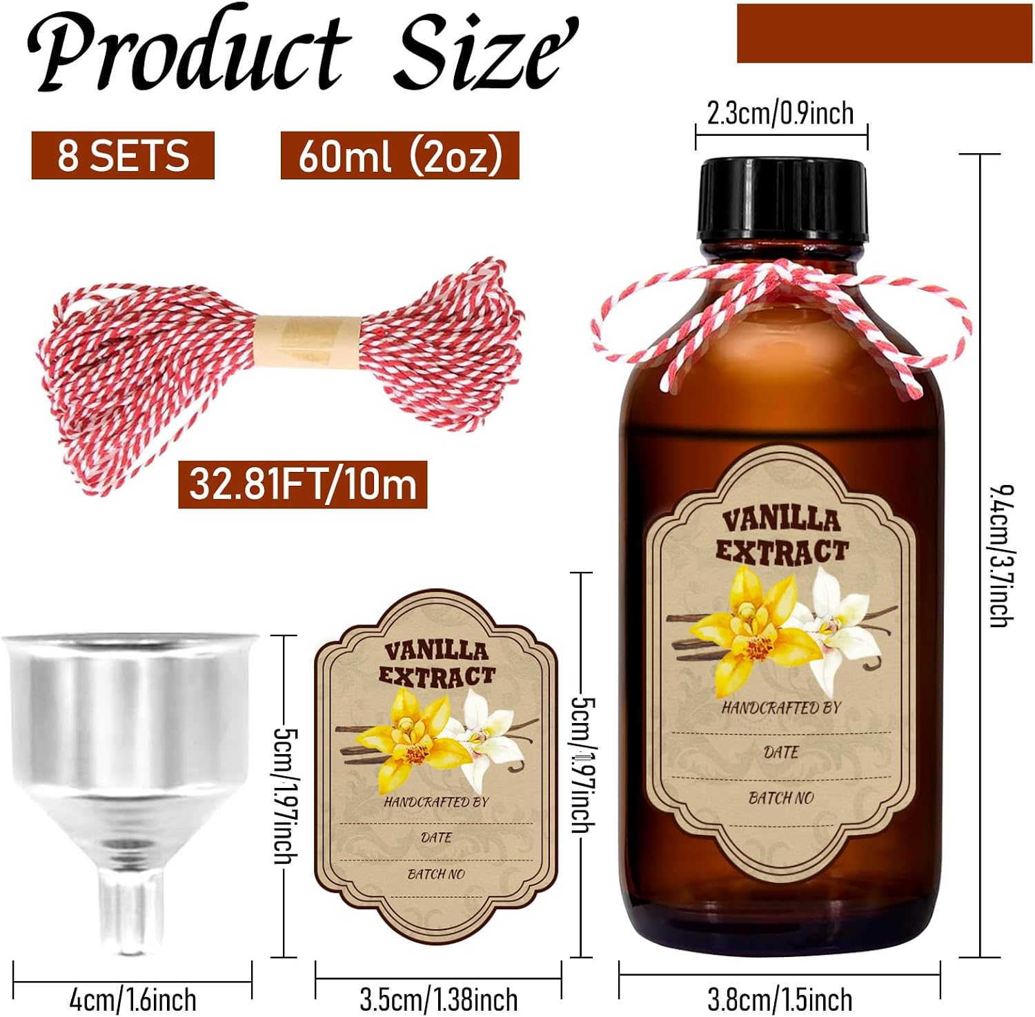 Detalle 2 de JINSILU 2 oz amber glass bottles ⚙
