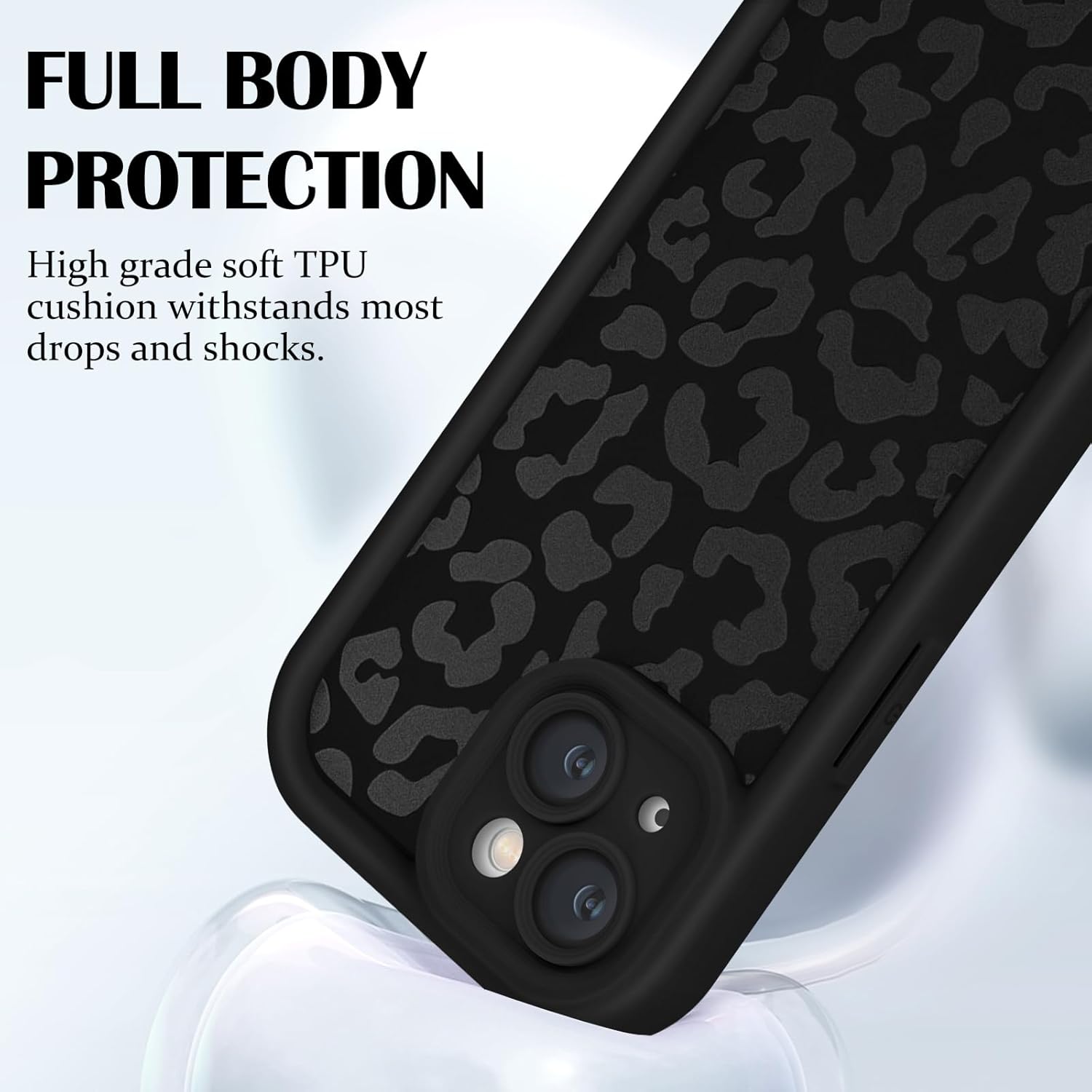 Thumbnail 1 de Newseego iPhone 13 Case with Leopard Print – Soft TPU, Shockproof Protective Cover (Black)