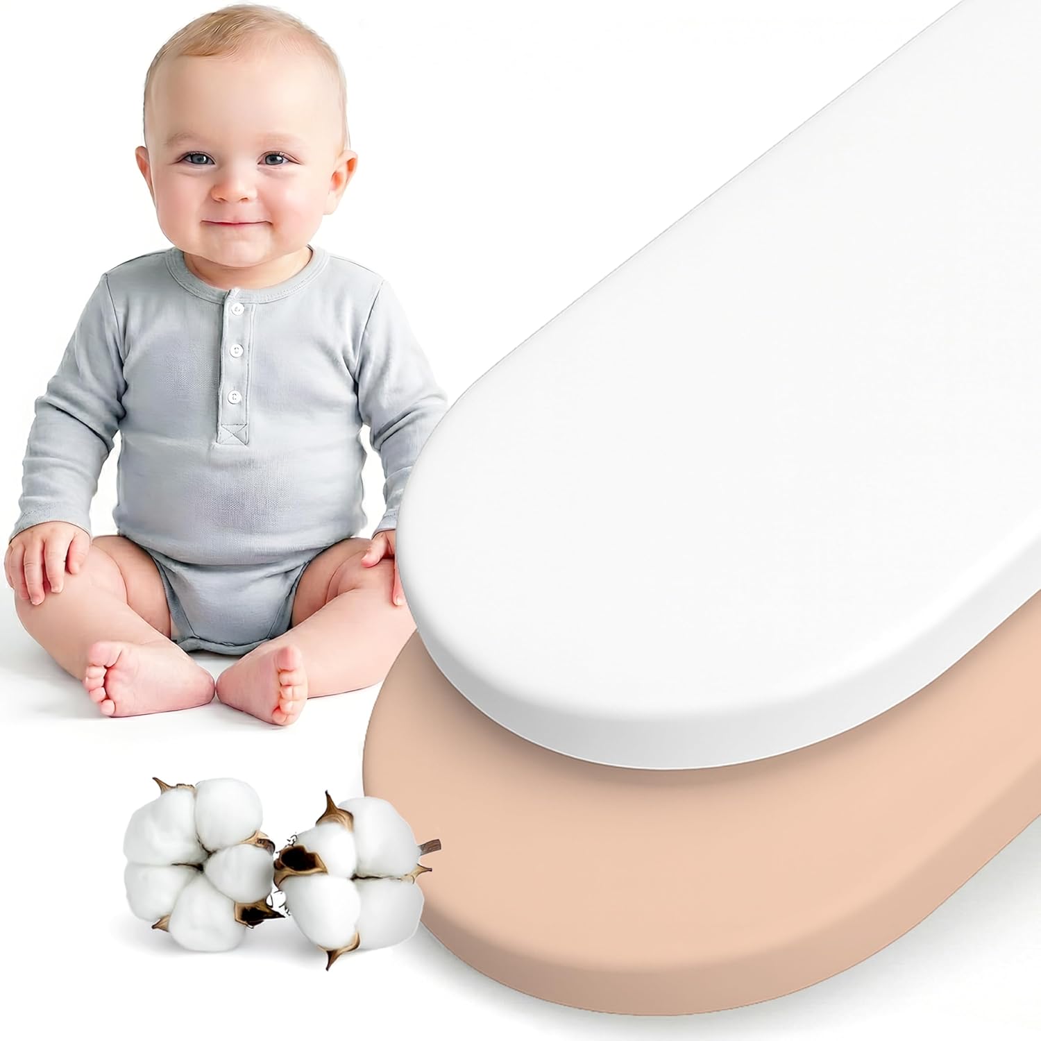Detalle de Dreamzie Set 2 Lenzuola Culla 40x80 Cotone - Lenzuolo con Angoli per Carrozzina e Passeggino Neonato, Oeko-Tex Rosa/Bianco