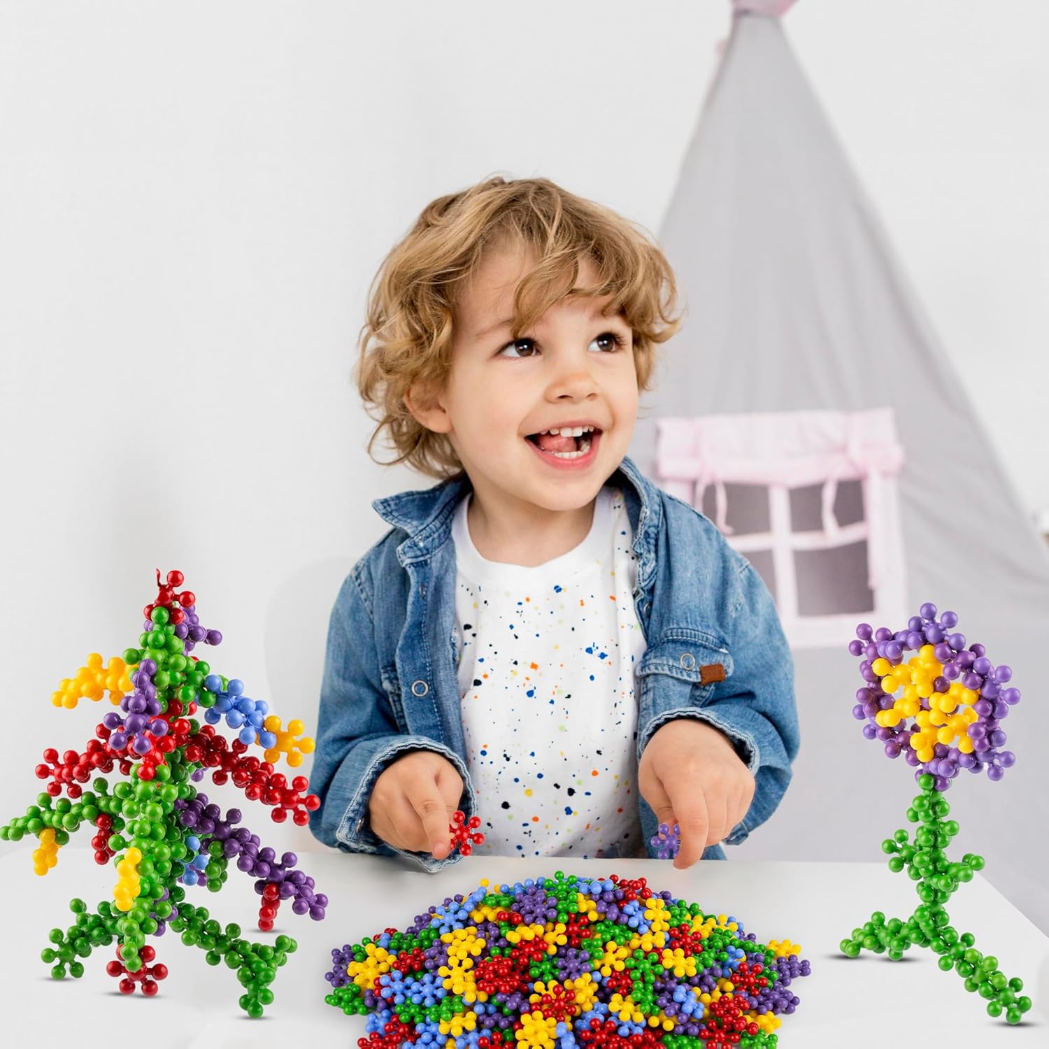 Detalle 2 de thinkmaster 300-Teile Steckblumen Konstruktionsspielzeug für Kinder ab 3 Jahren