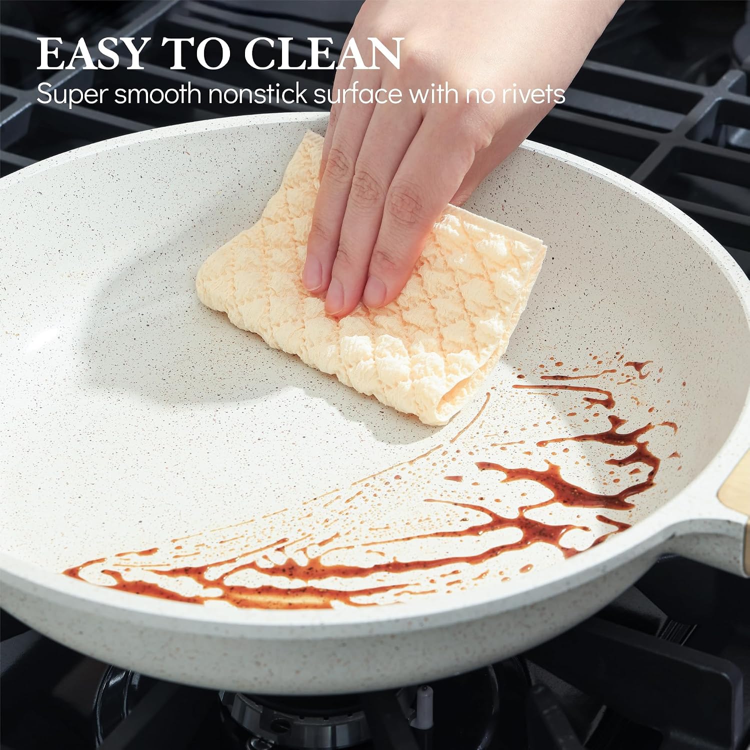 Detalle de SENSARTE Weiß Keramik Bratpfanne 28 cm – Antihaft Skillet für Omelette, Gas & Induktion