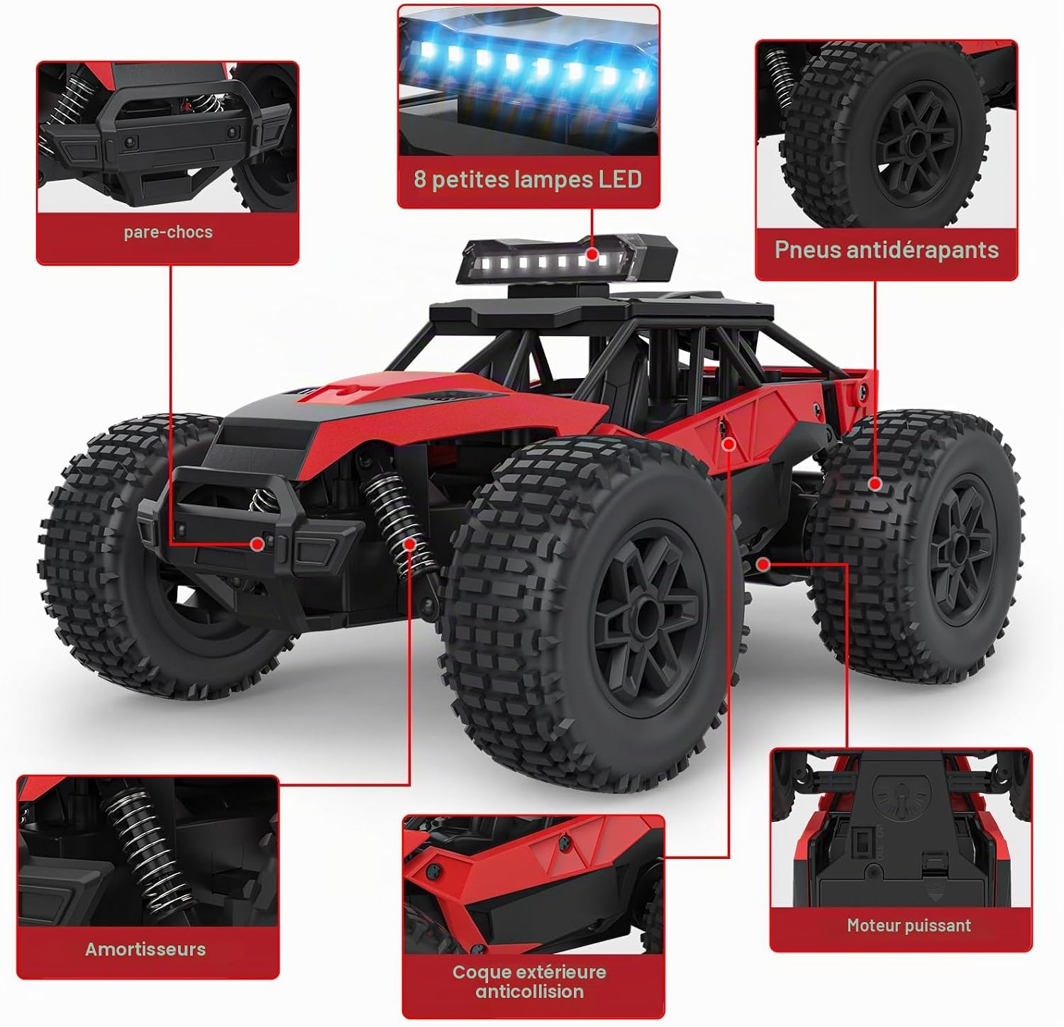 Detalle de FUIOCOCP Machinina snelheid RC-terreinwagen, 2,4 GHz en tot ca. 22 km/u