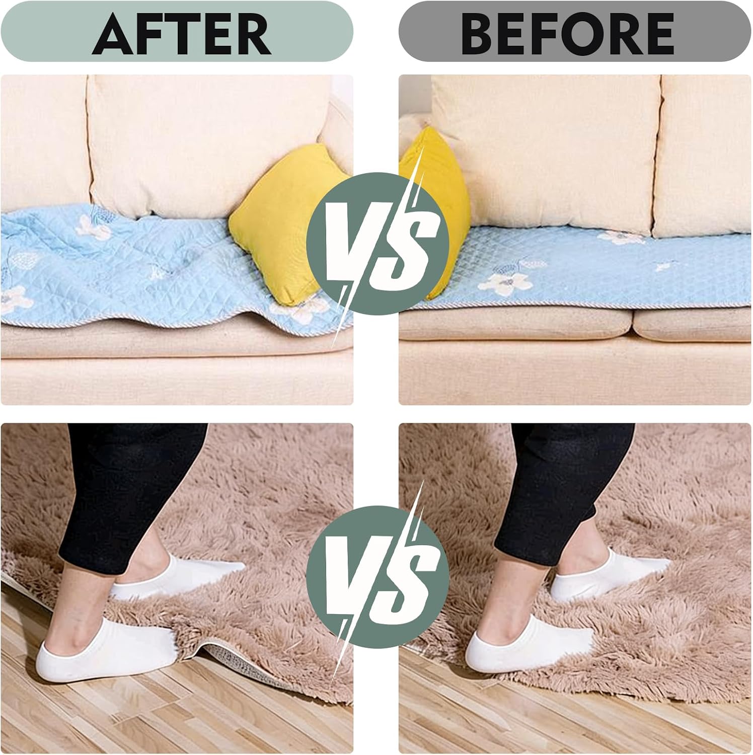 Detalle de 6 Pcs Non Slip Rug Grippers for Laminate Floors – Vacuum Tech, 100×100 mm