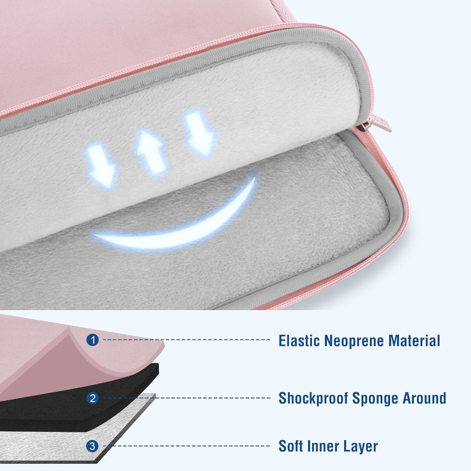Thumbnail 1 de MOSISO Laptop Hülle Tasche für 14 Zoll – Neopren-Schutz mit Zubehörtasche, Baby Rosa