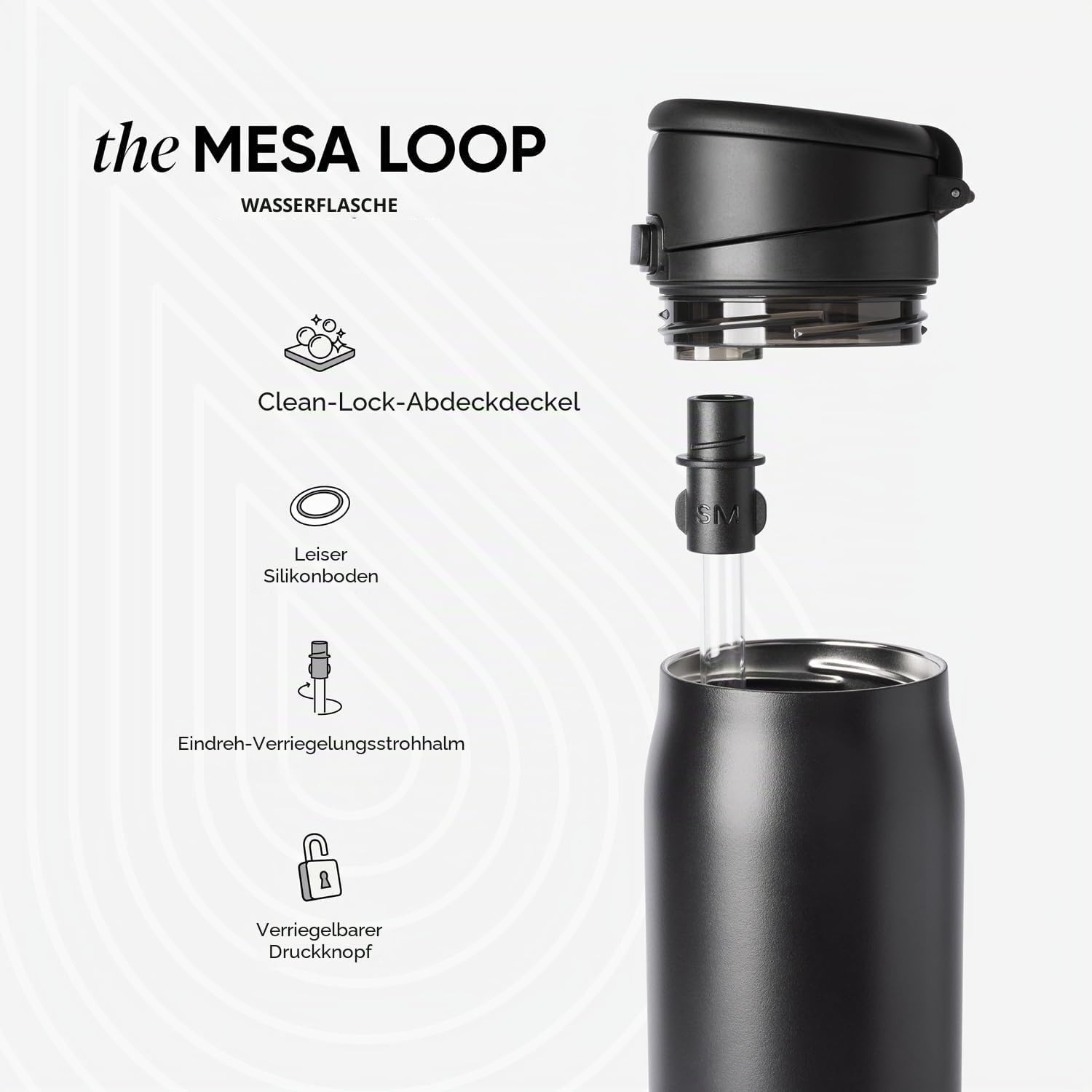 Detalle de Simple Modern Mesa Loop Trinkflasche mit Strohhalm, 710 ml – Neptune