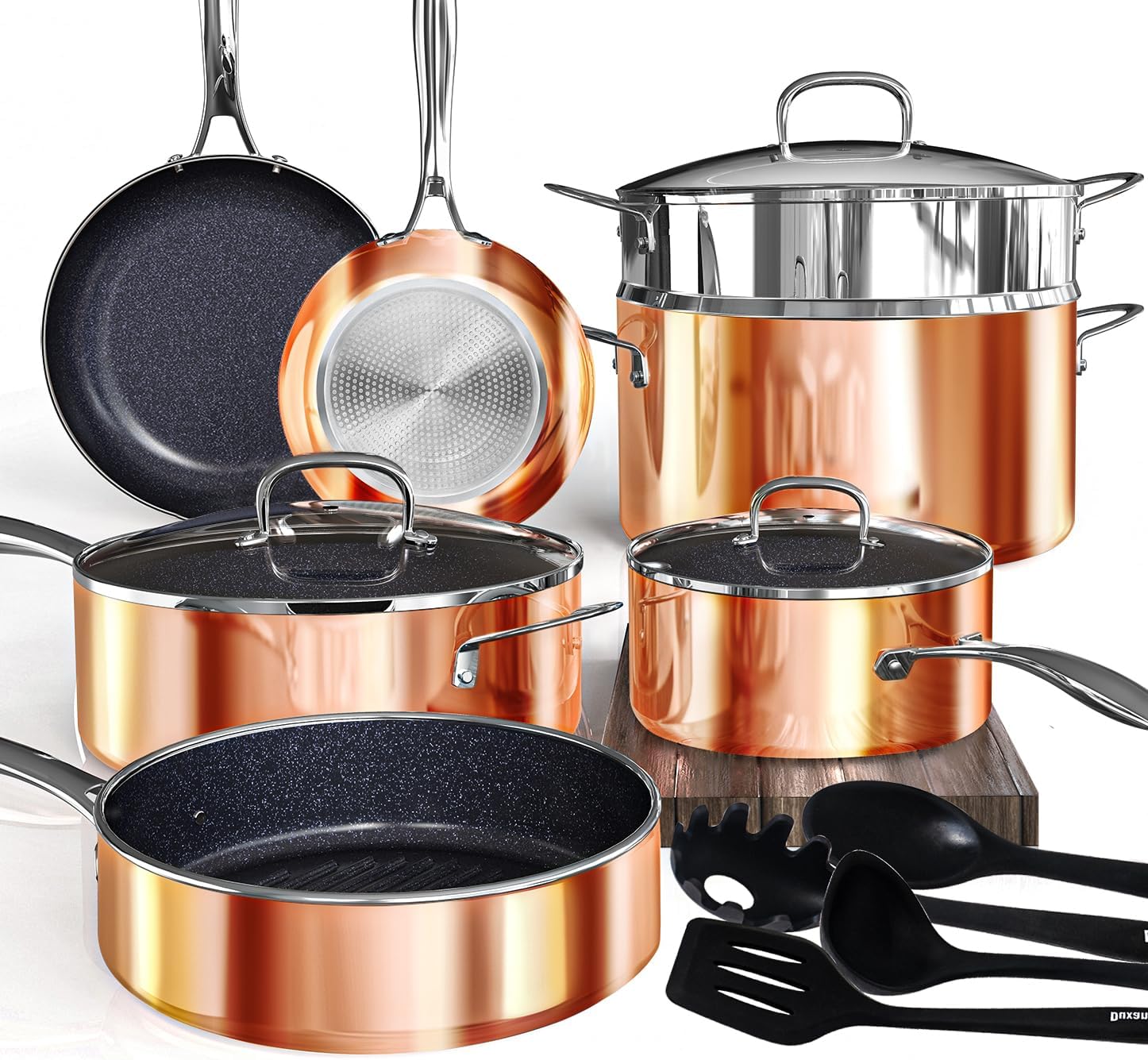 Imagen de Deluxe DUXANO 14-Piece Healthy Pots and Pans Set with 9H Anti-Scratch Coating and PFAS-Free Ceramic Nonstick en OfertitasTOP