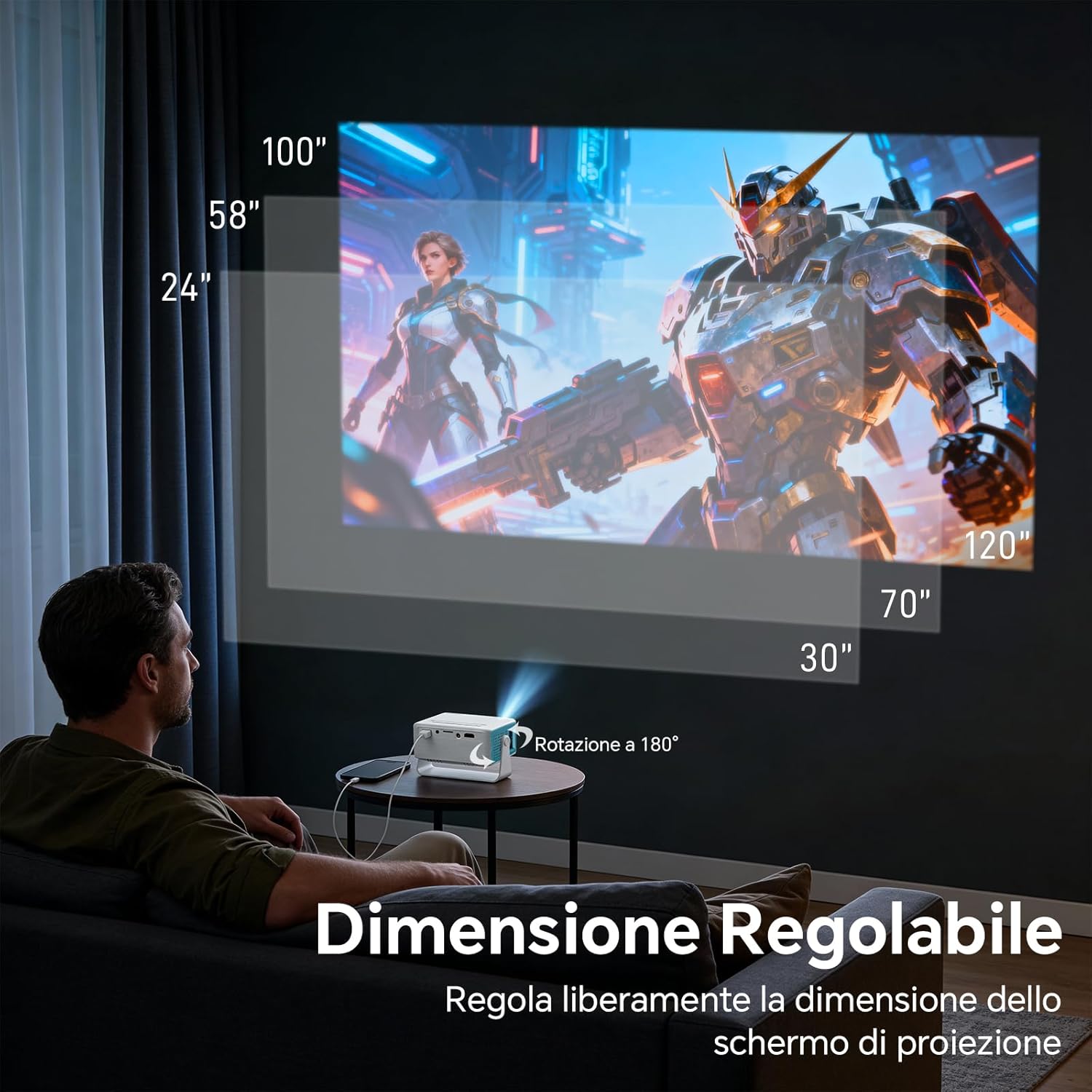 Thumbnail 3 de WOLFANG Proiettore Portatile 1080P FHD per casa