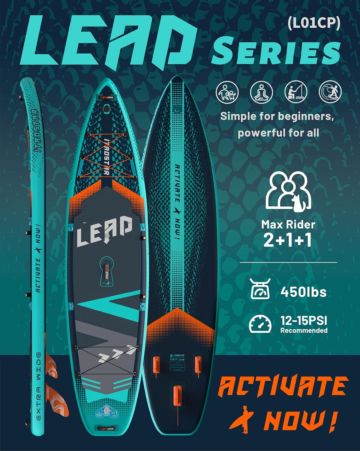 Detalle 2 de iTAOSTAR Lead 12' x 35" Inflatable SUP 450 lb