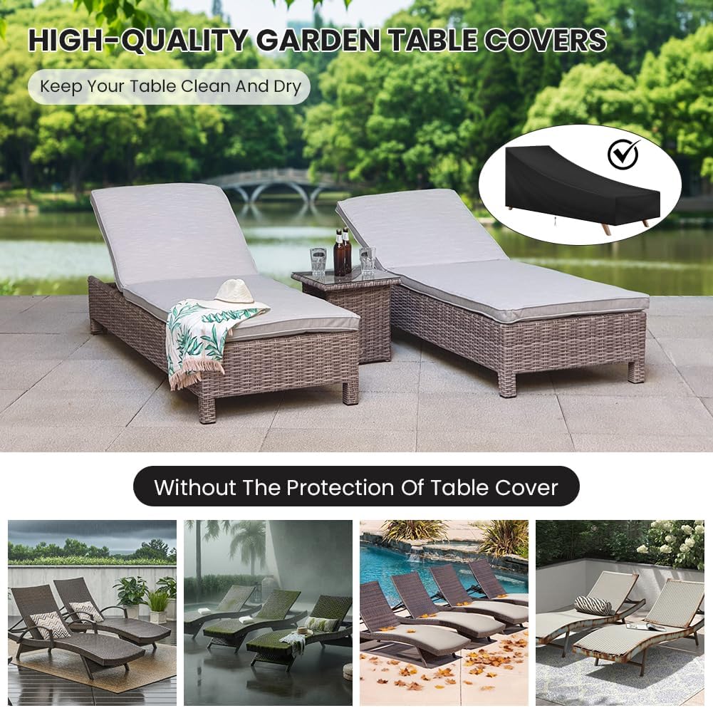 Detalle de AOOWU Copertura per lettino da giardino impermeabile e anti-UV in tessuto Oxford 210D, con coulisse regolabile