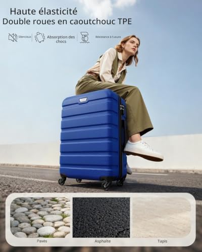 Detalle de COOLIFE Valise cabine 56 cm, 38 L en PC+ABS, roues pivotantes à 360°