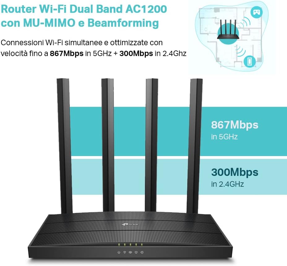 Detalle de TP-Link Archer C6: Router Wi‑Fi Dual Band AC1200 con MU-MIMO e Beamforming