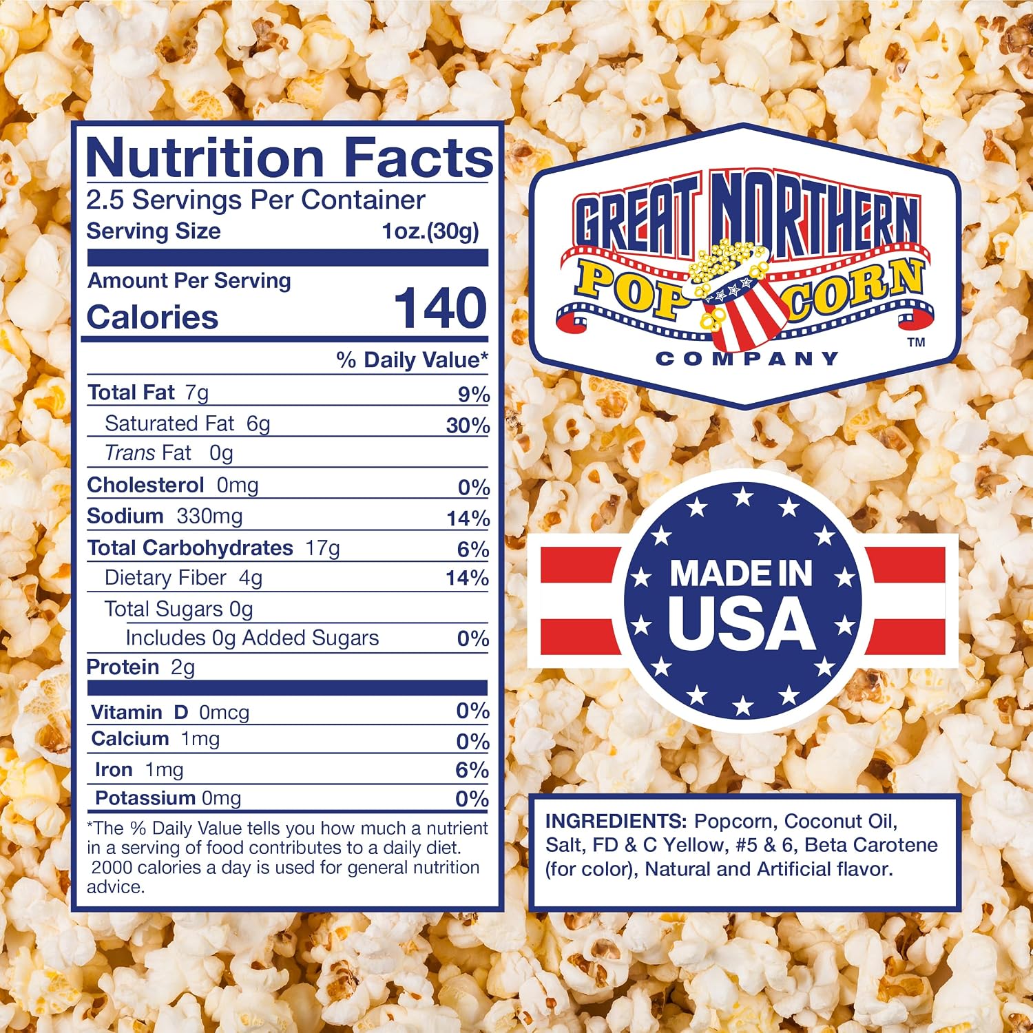 Detalle 2 de Great Northern Popcorn 83-DT6226-IMP 2.5 oz Movie Theater Popcorn Packs, 5-Count